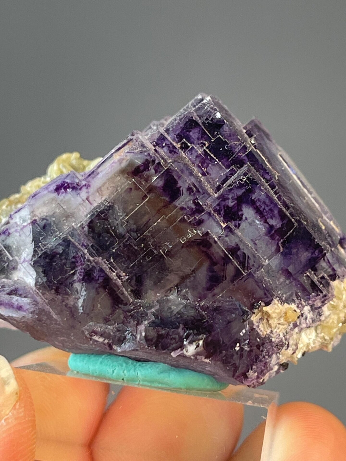 Phantom fluorite on dolomite measuring 1.6×1.8×1.4 inches