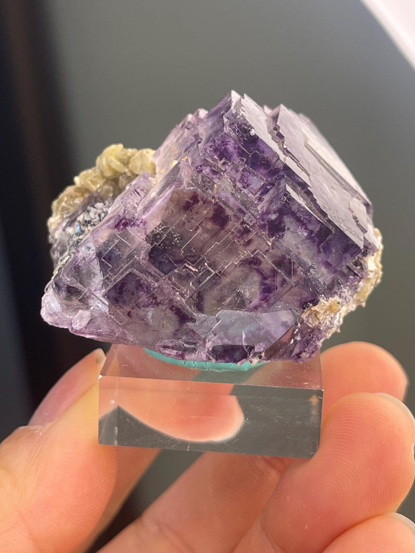Purple phantom fluorite on dolomite, collector mineral specimen