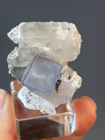 Blue Fluorite and Quartz Crystals - Transparent Cube and White Pillar - Yao Gang Xian - Collectible Gemstones