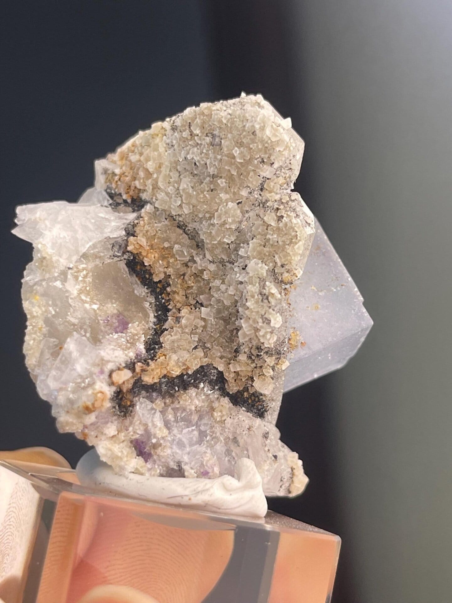 Blue fluorite with quartz association from Hunan Province