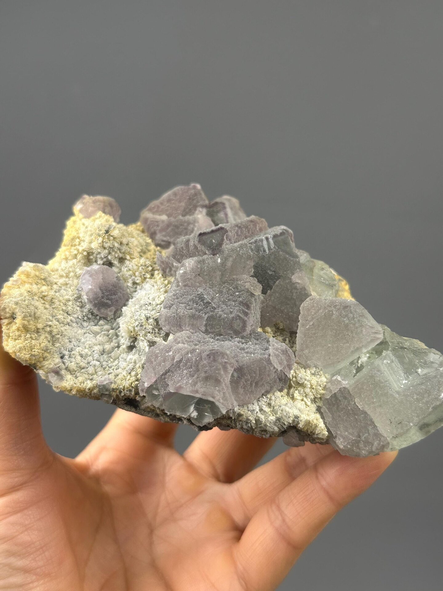 Detail of fluorite crystal surfaces on large specimen
