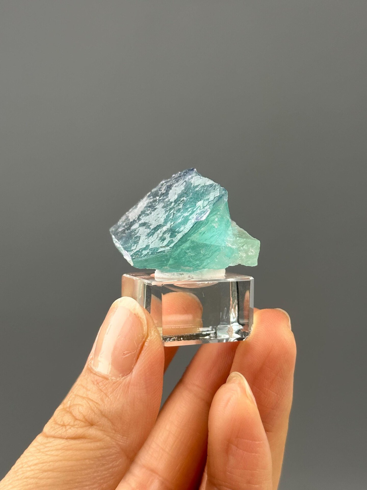CaF₂ cubic fluorite, Mohs 4, turquoise step growth, Yaogangxian, 15 g (0.53 oz)