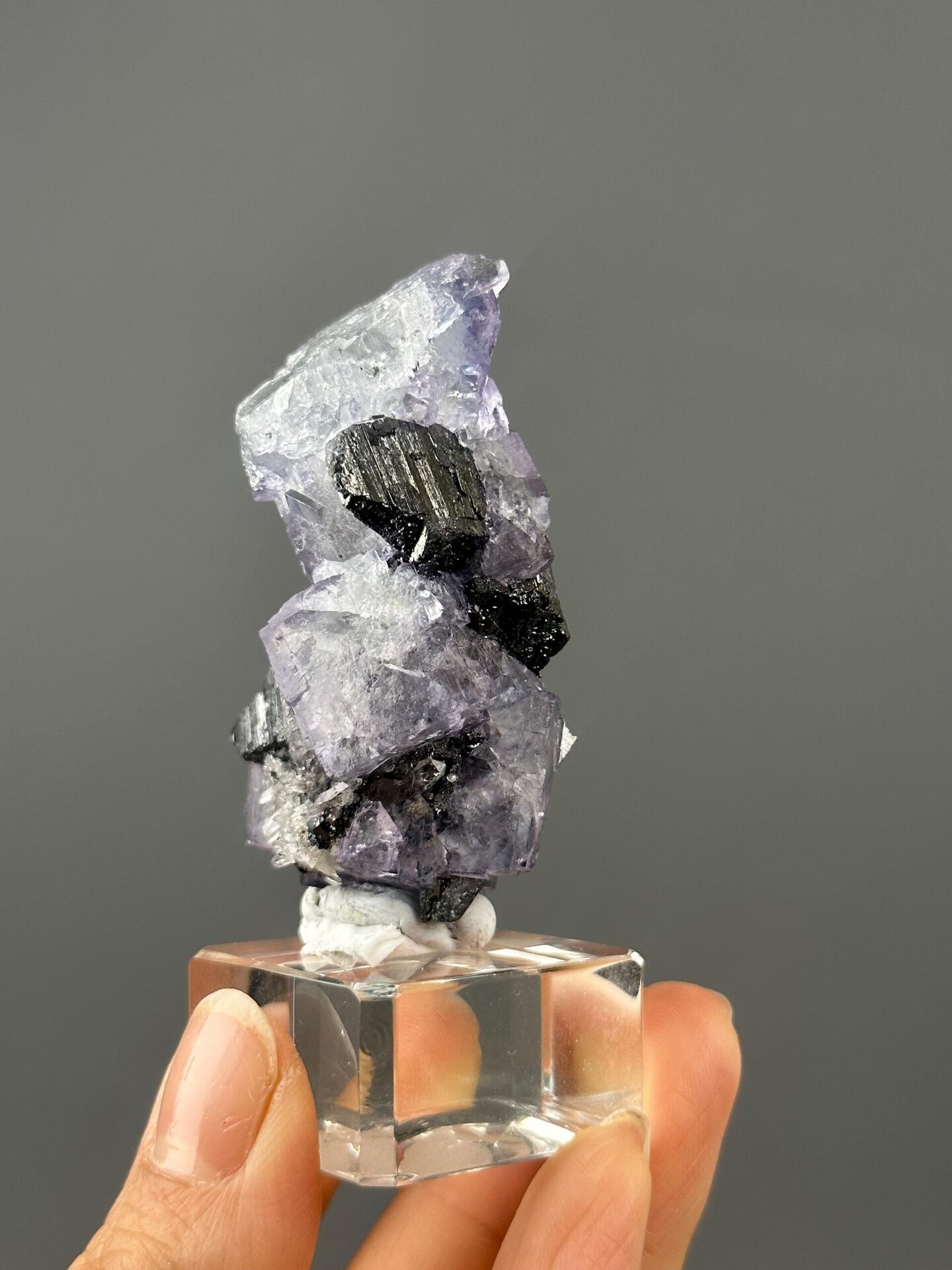 Top view of phantom fluorite with cassiterite, Yaogangxian