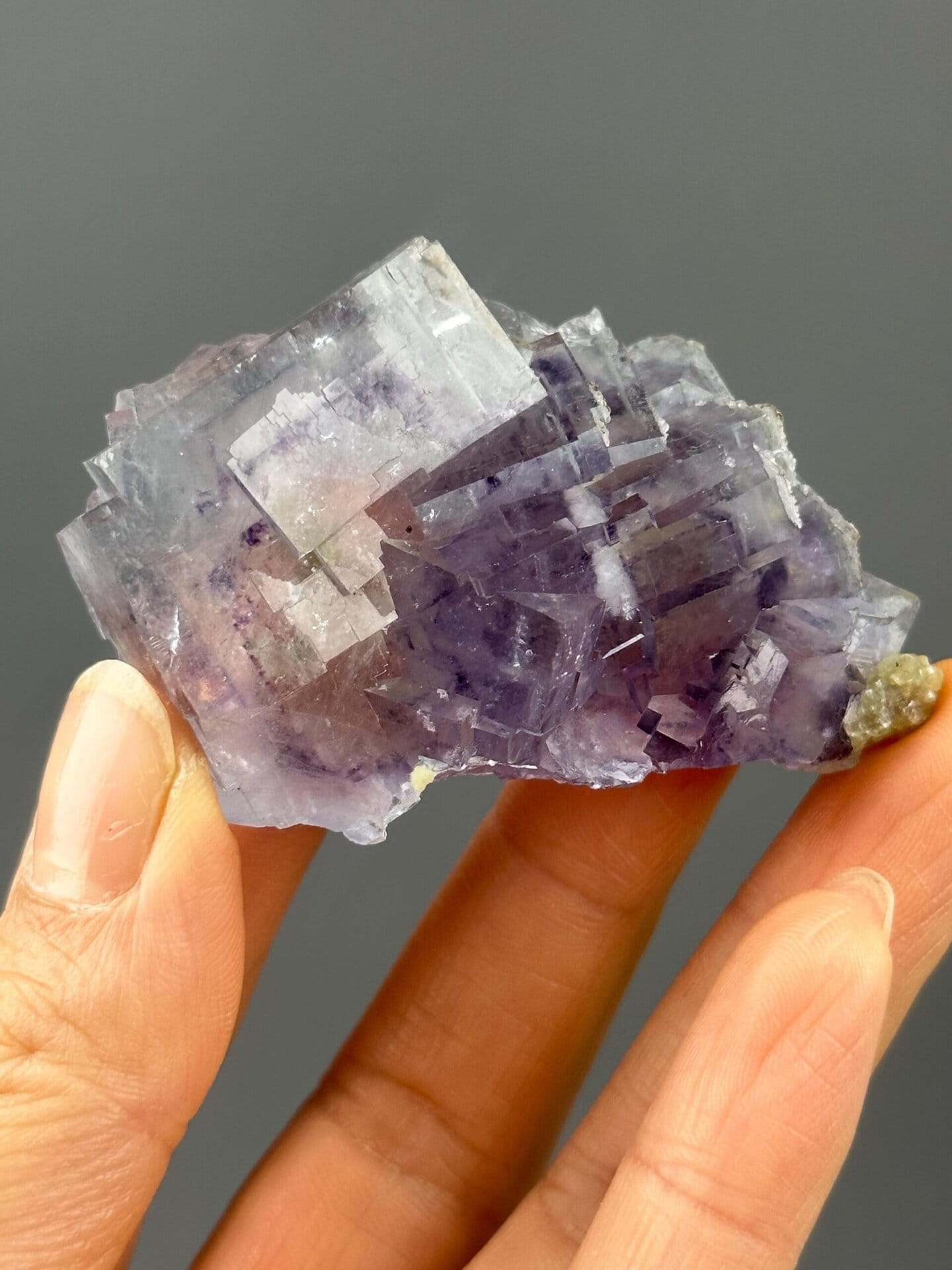 Side view of phantom fluorite, 2.5×1.5×0.9 in, Yaogangxian