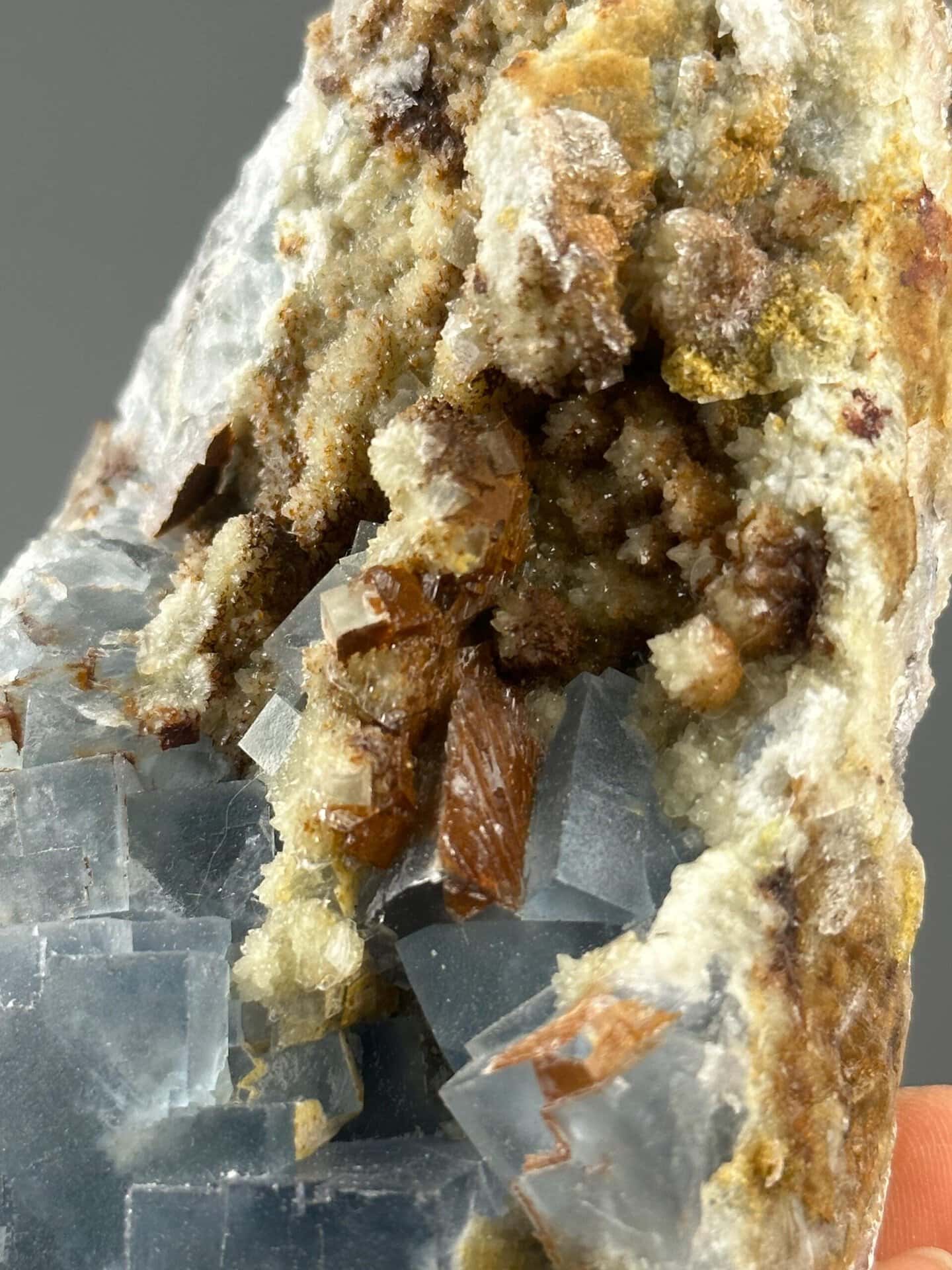 Blue fluorite on dolomite matrix, Yaogangxian Mine, Hunan