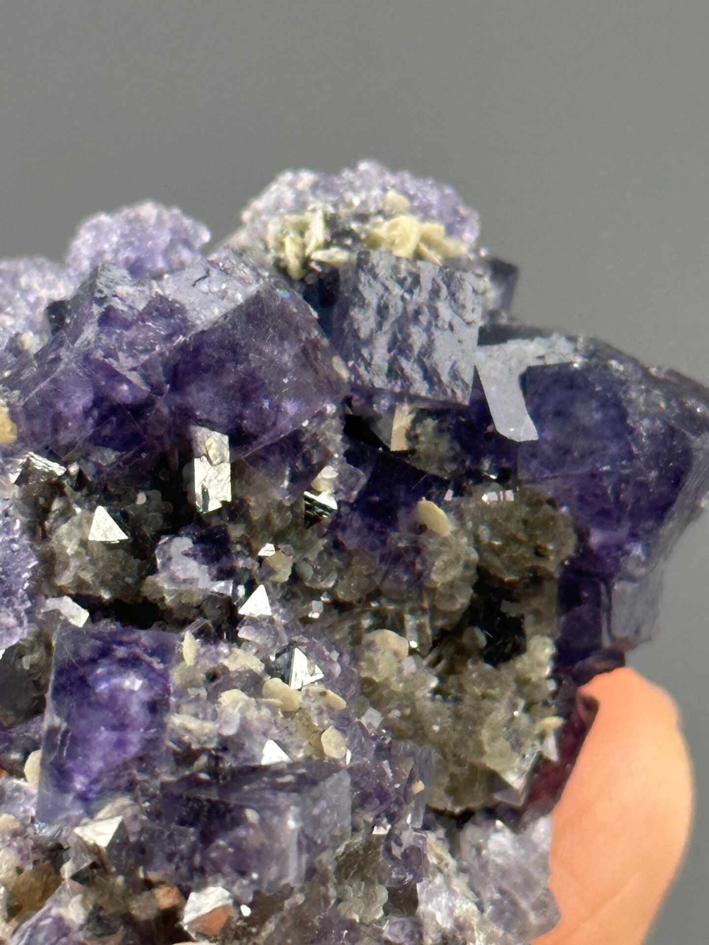 CaF₂ cubic fluorite, Mohs 4, purple phantom on dolomite, Yaogangxian, 2.65 oz