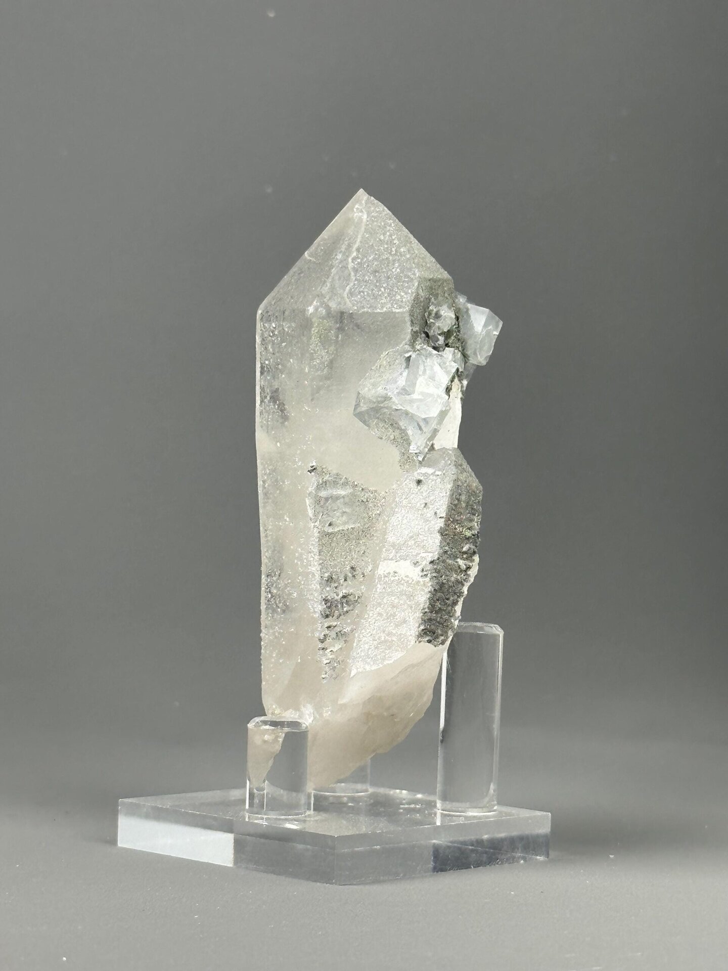 Close-up of green fluorite crystals showing vitreous luster