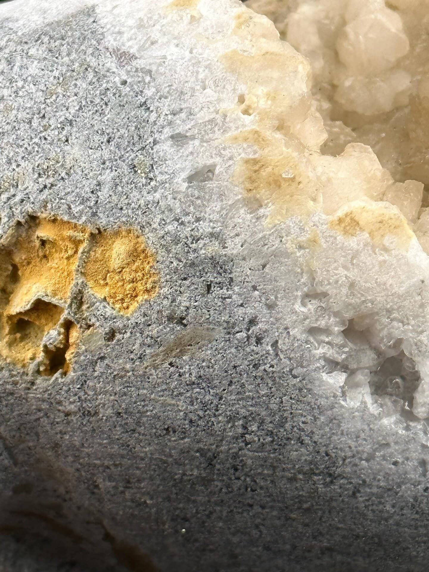 Top view of extra-large quartz skull showing crystal formation