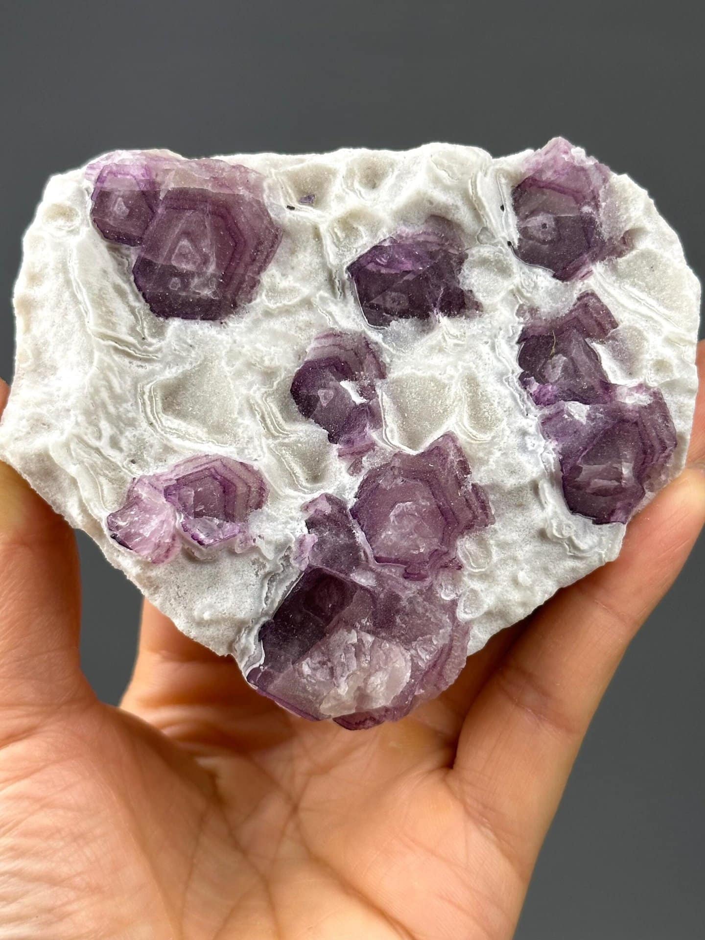 Back view of Zhejiang lollipop fluorite specimen