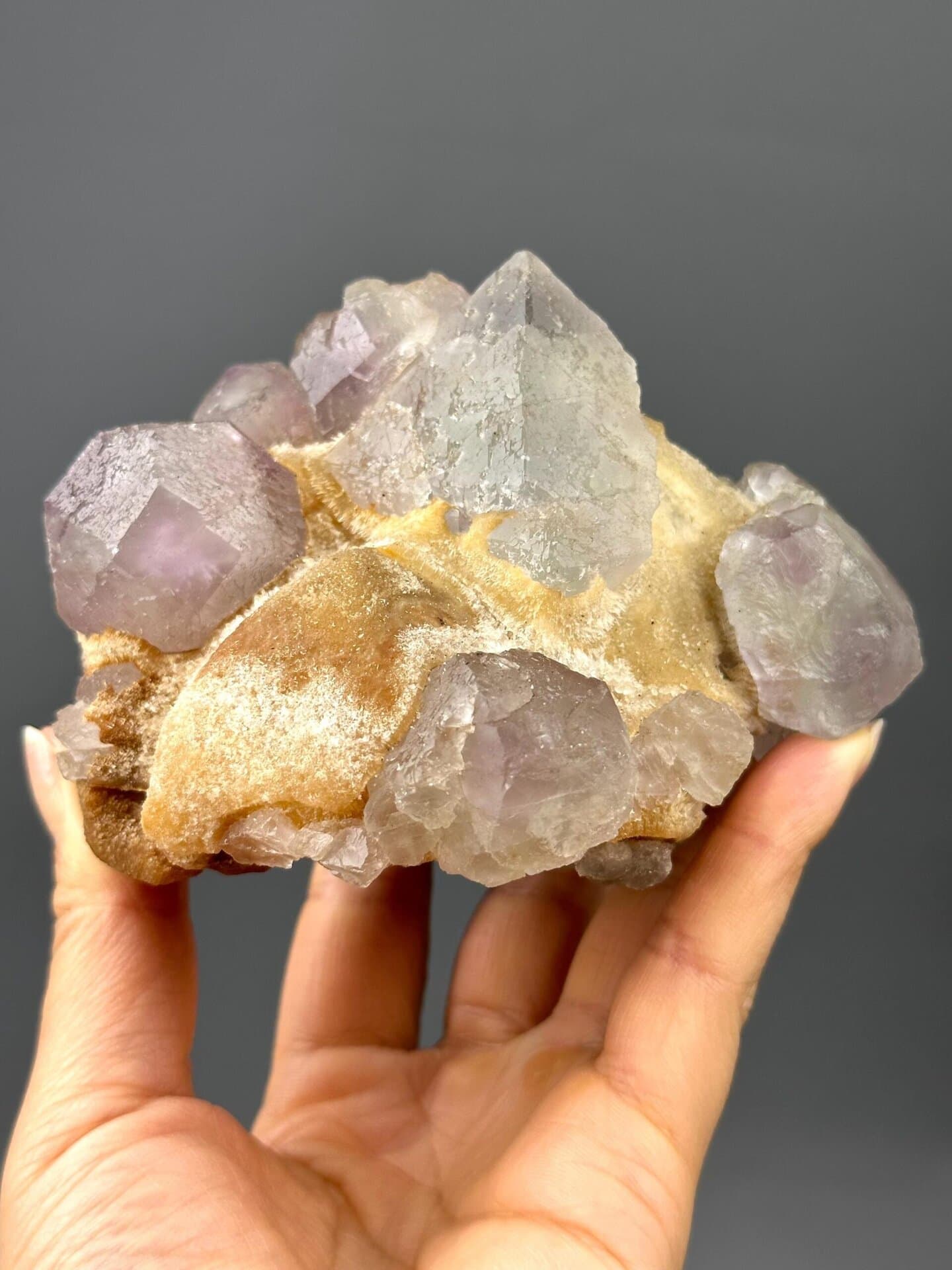 Back view of Shangbao Mine phantom fluorite cluster, 26.81 oz