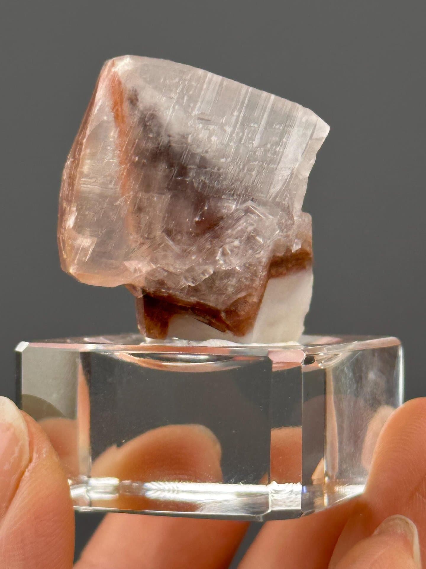 Translucent calcite with red hematite inclusions from Hunan, China
