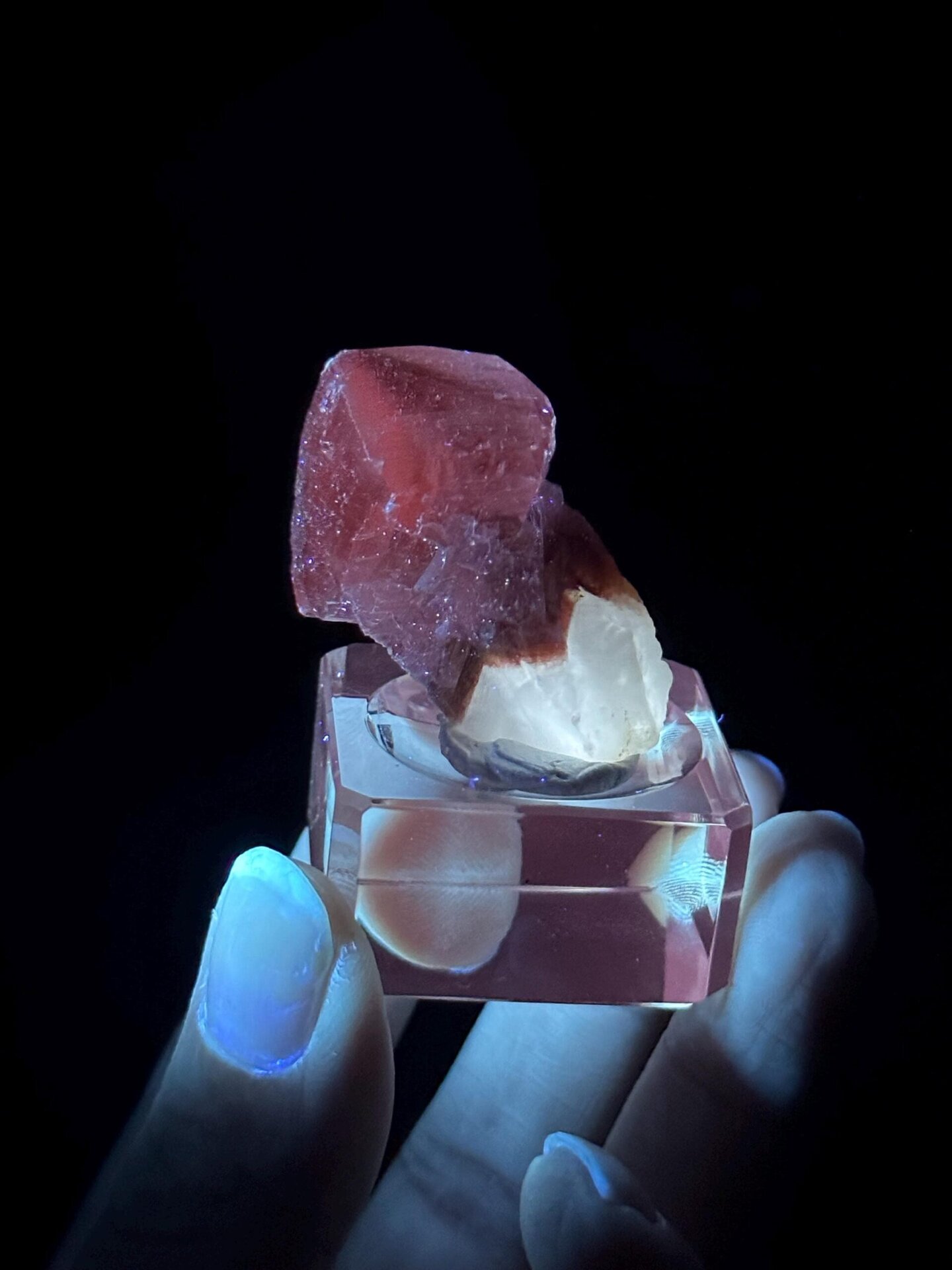 Translucent calcite with red hematite inclusions, Hunan, China