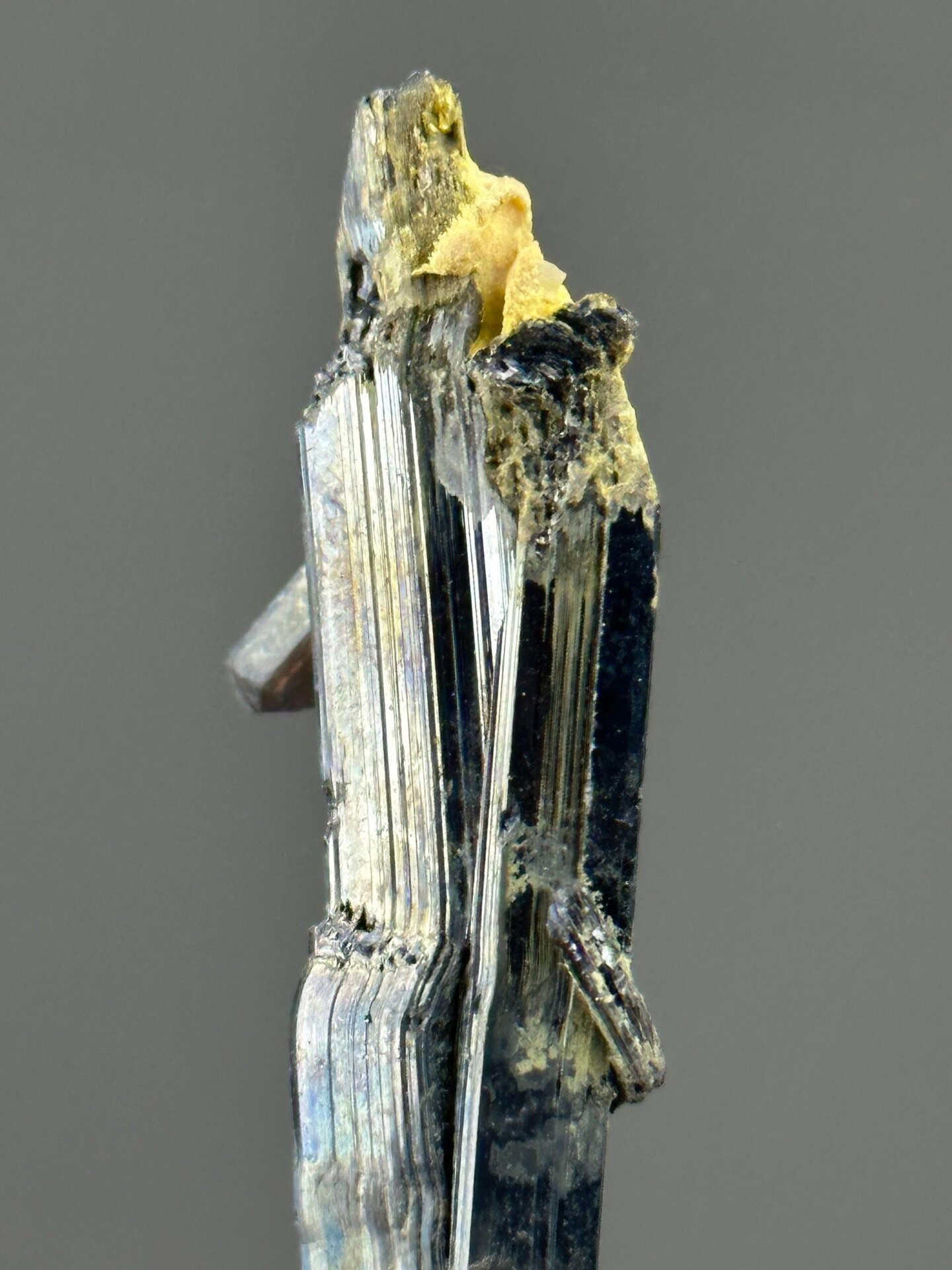 Columnar metallic stibnite crystal from Hunan, China