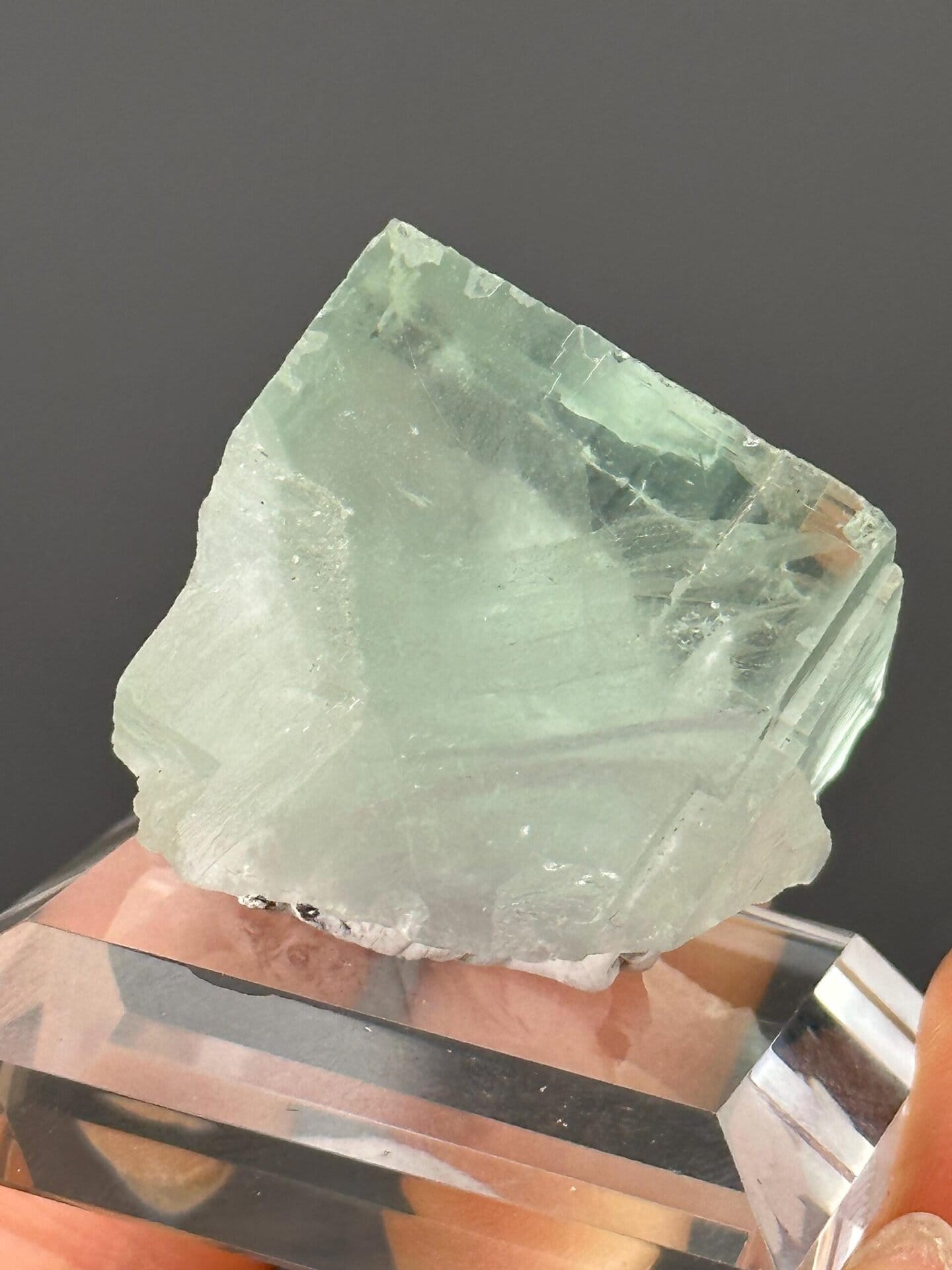 Close-up of fluorite crystal faces showing vitreous luster