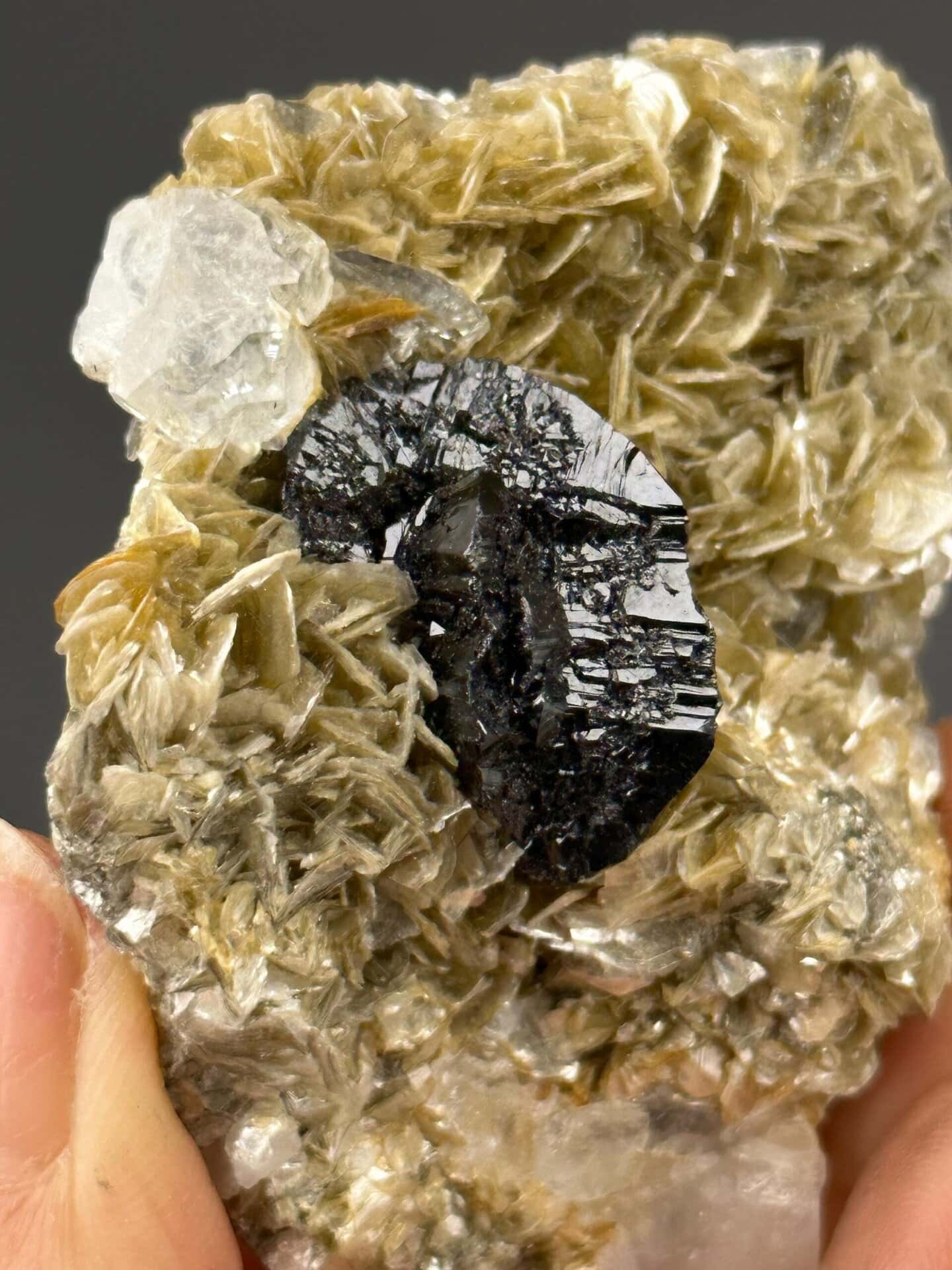 Detail of aquamarine inclusion within cassiterite matrix