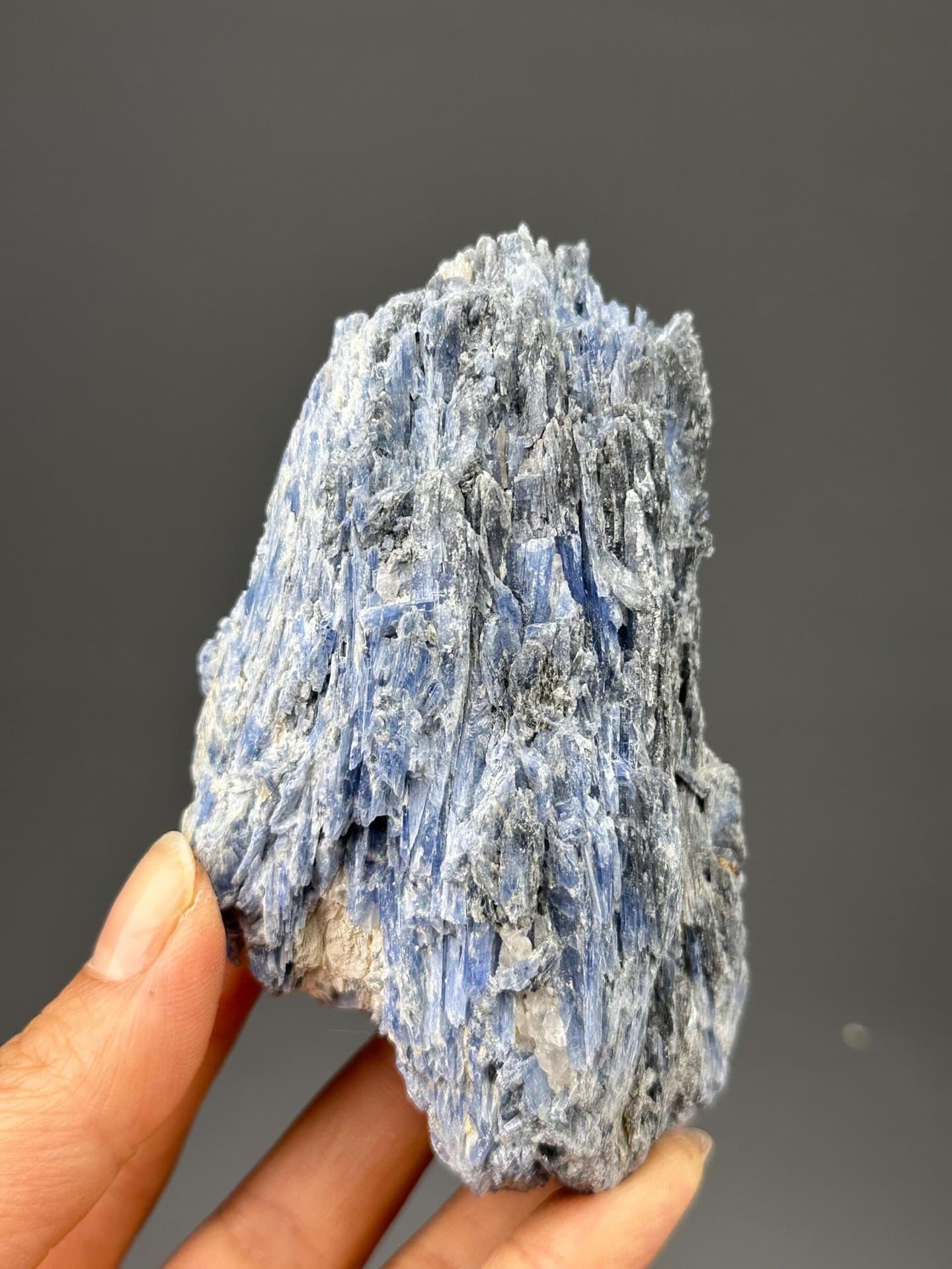 Back view of Brazilian blue kyanite cluster