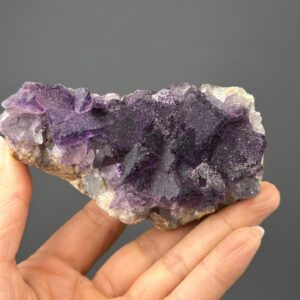 Natural Raw Purple Fluorite Crystal Cluster - Unique QR Code Pattern - Quartz Matrix - Ideal for Collectors and Decor