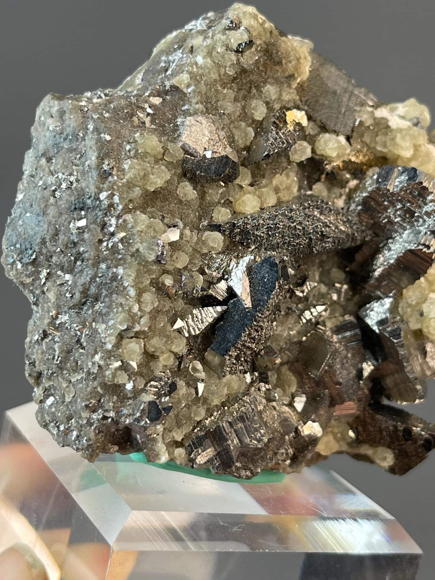Iridescent chalcopyrite with golden pyrite from Hunan Province