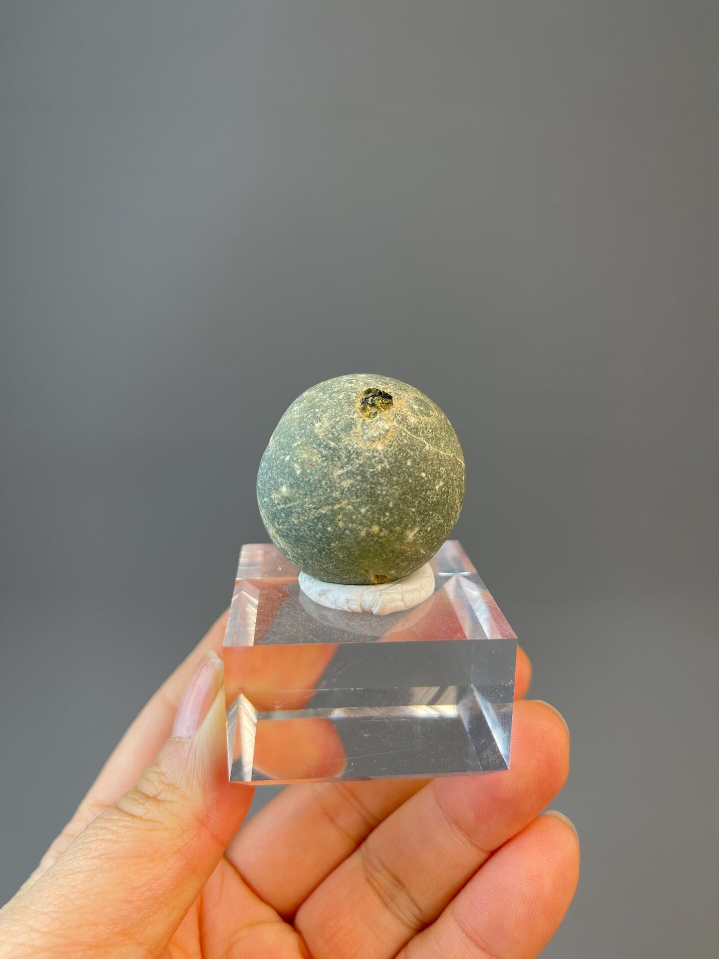 Close-up of botryoidal green prehnite aggregates