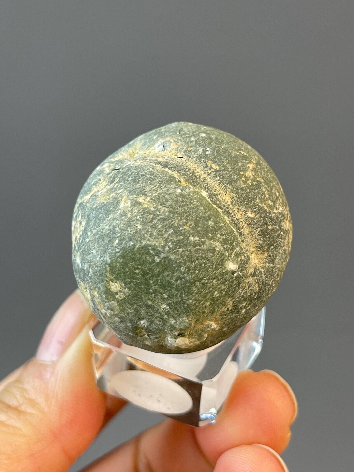 Close-up of botryoidal green prehnite aggregate cluster