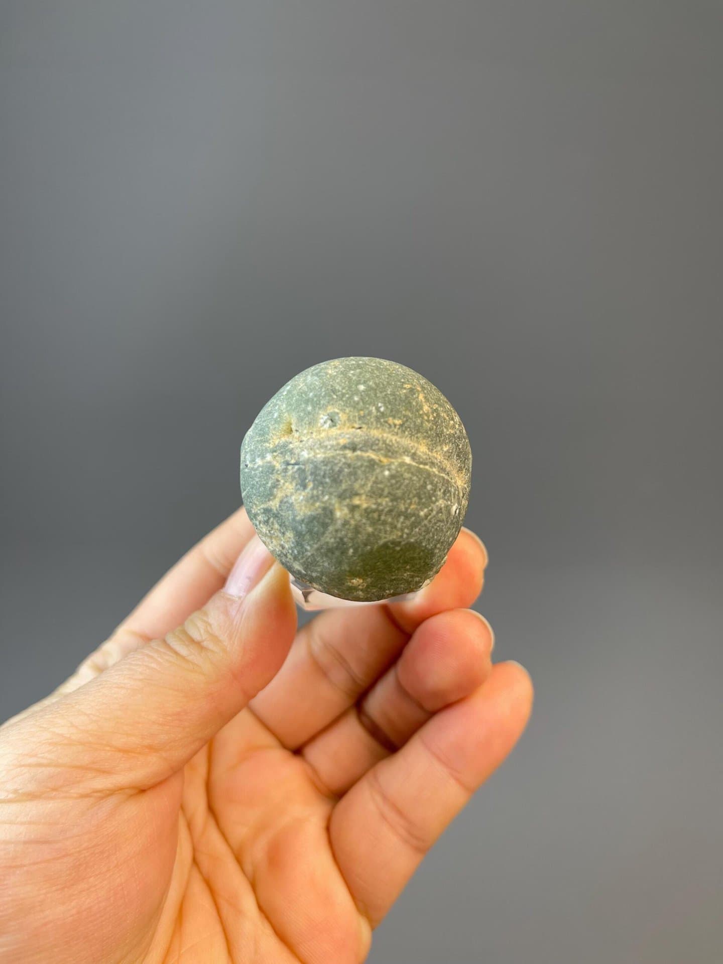 Angled view of prehnite botryoidal cluster