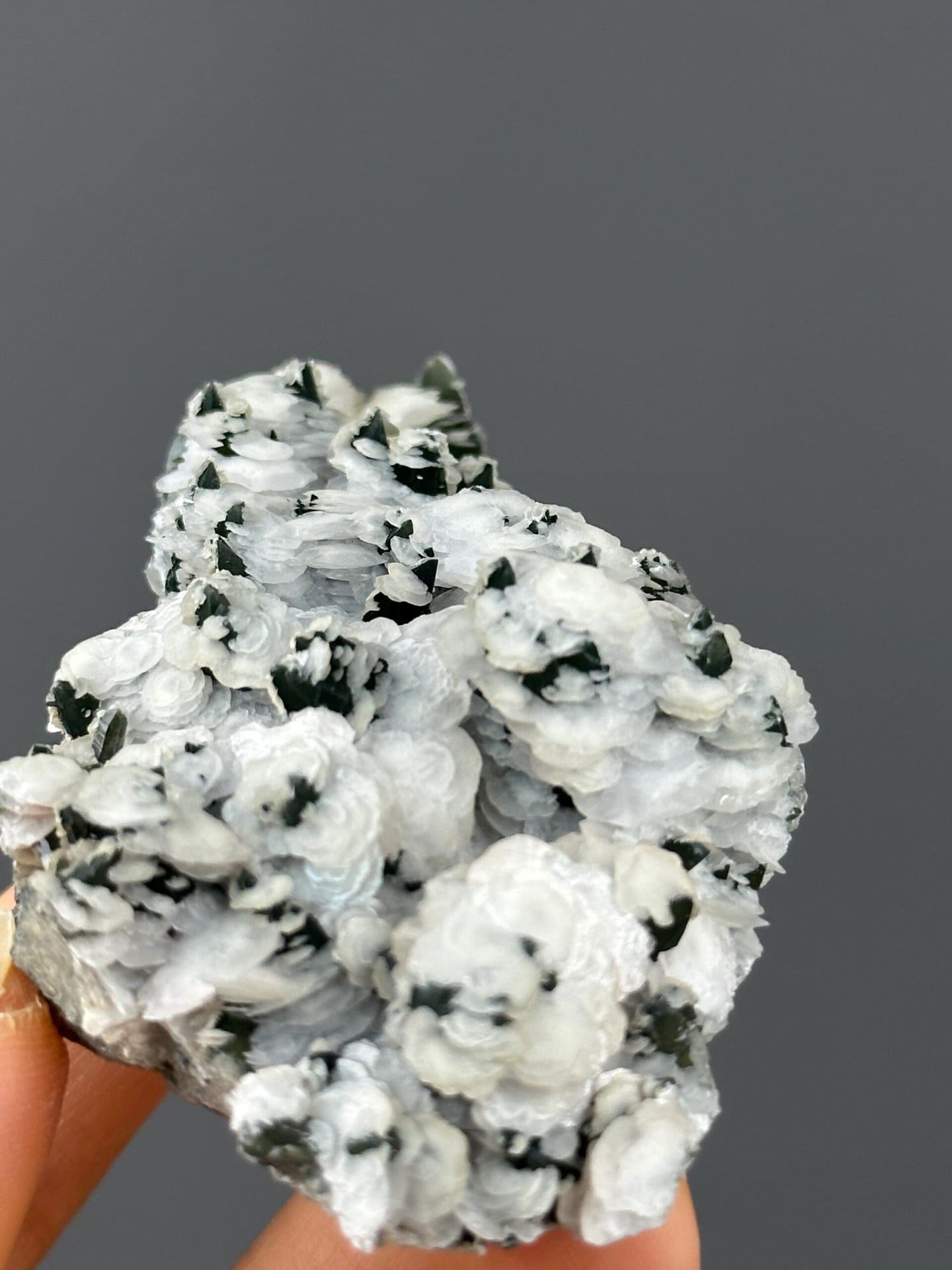 Full view of calcite screw-growth quartz specimen
