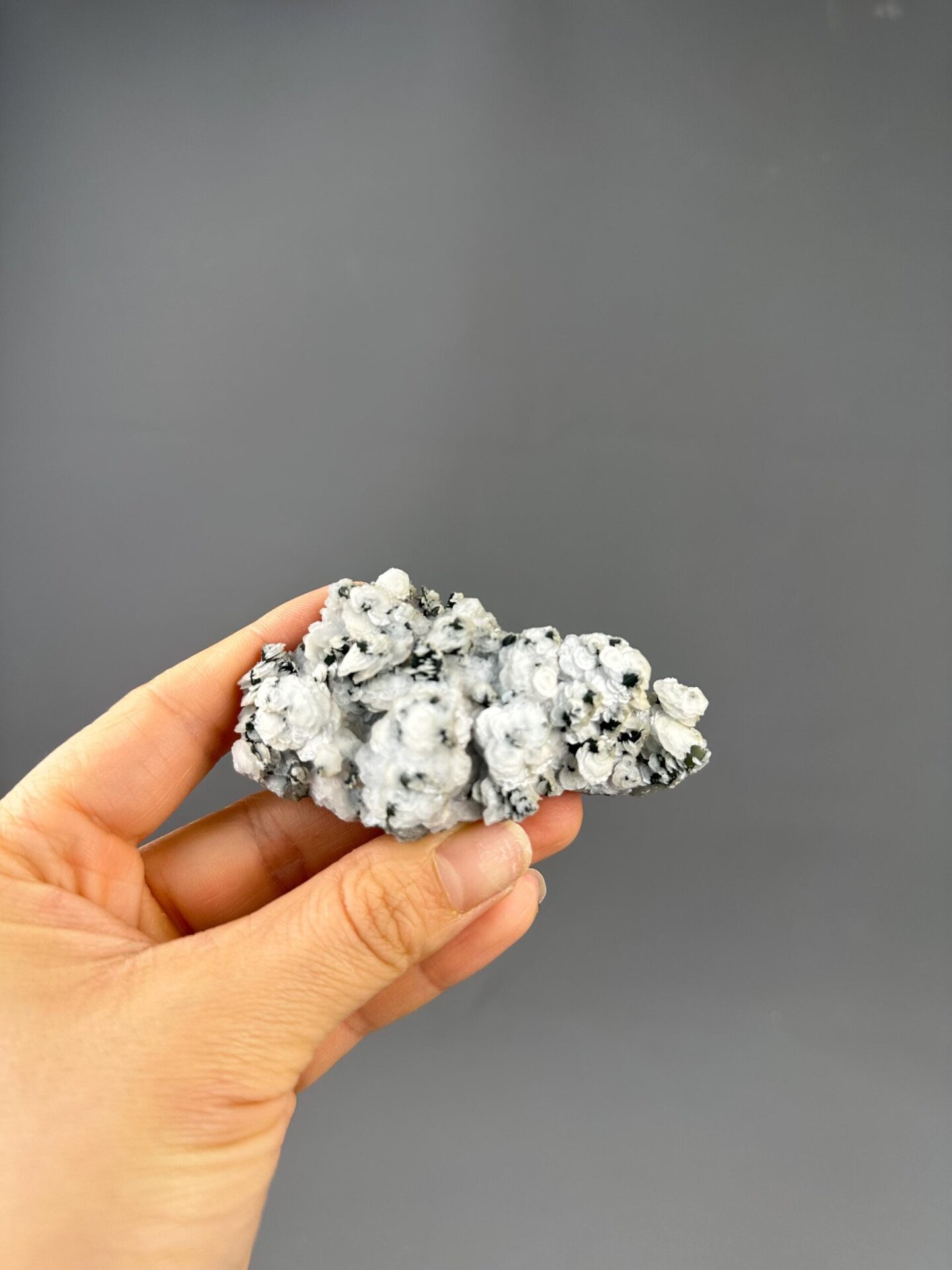 Side view of calcite green quartz Inner Mongolia