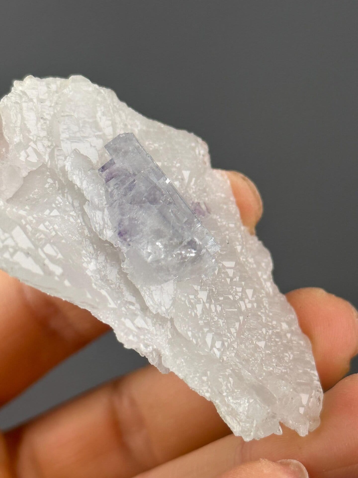 Full view of phantom fluorite quartz cluster