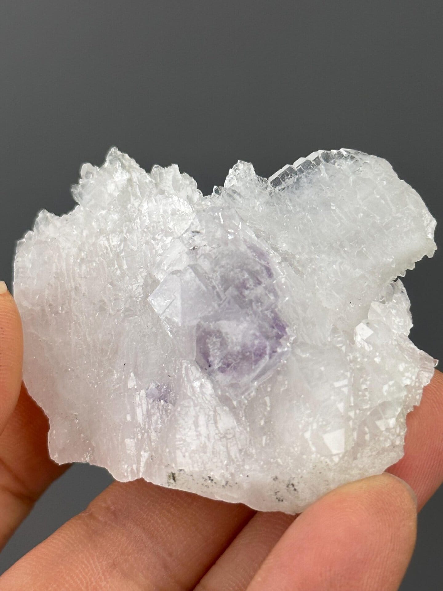 Close-up of phantom growth zones inside fluorite