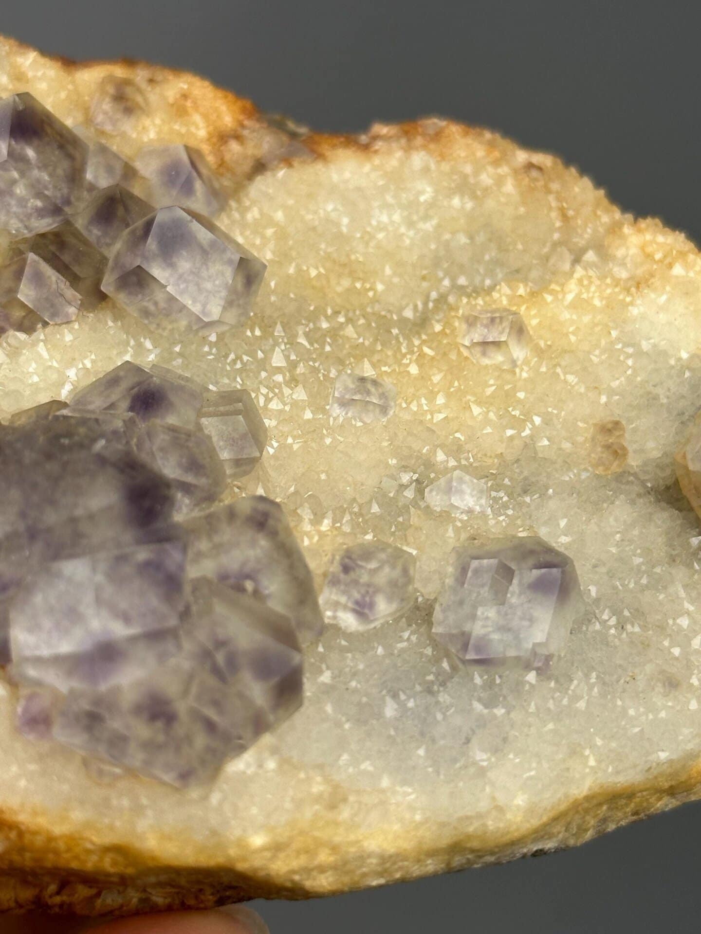 Tanzanite-like hue of large purple fluorite slab