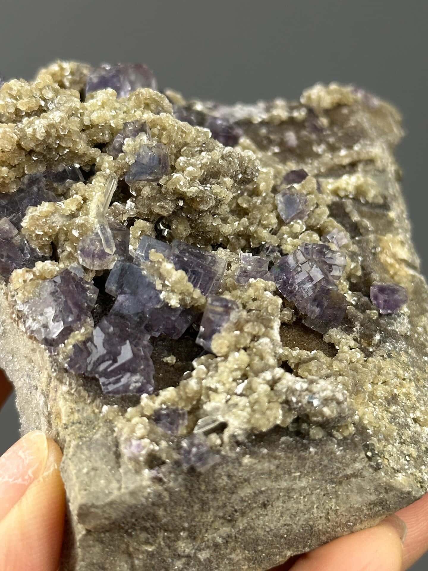 Top view of deep purple phantom fluorite Hunan