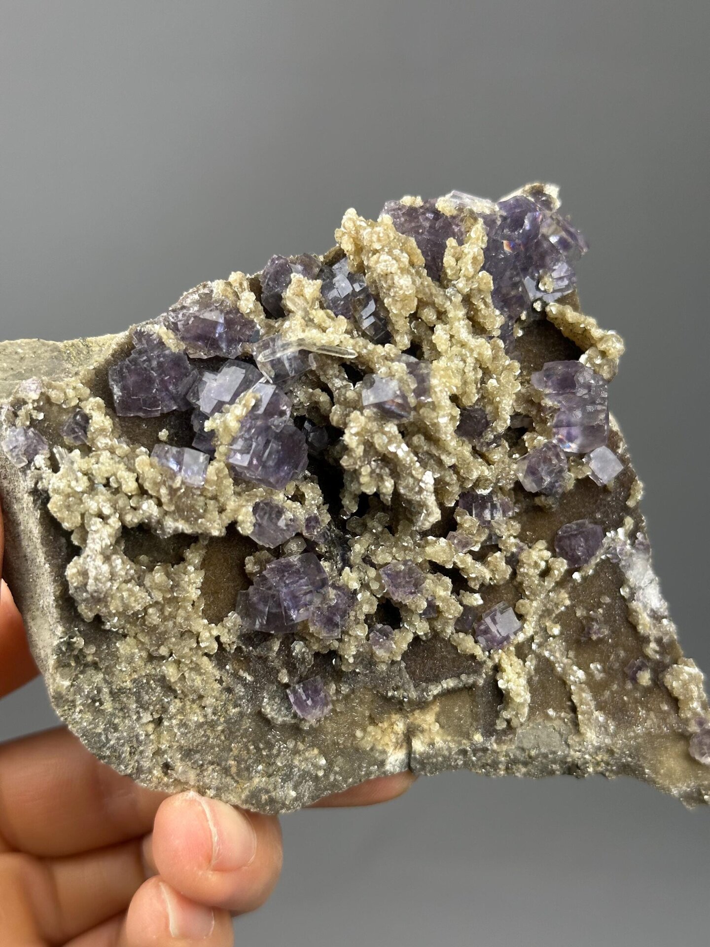 Deep purple phantom fluorite on quartz matrix Yaogangxian