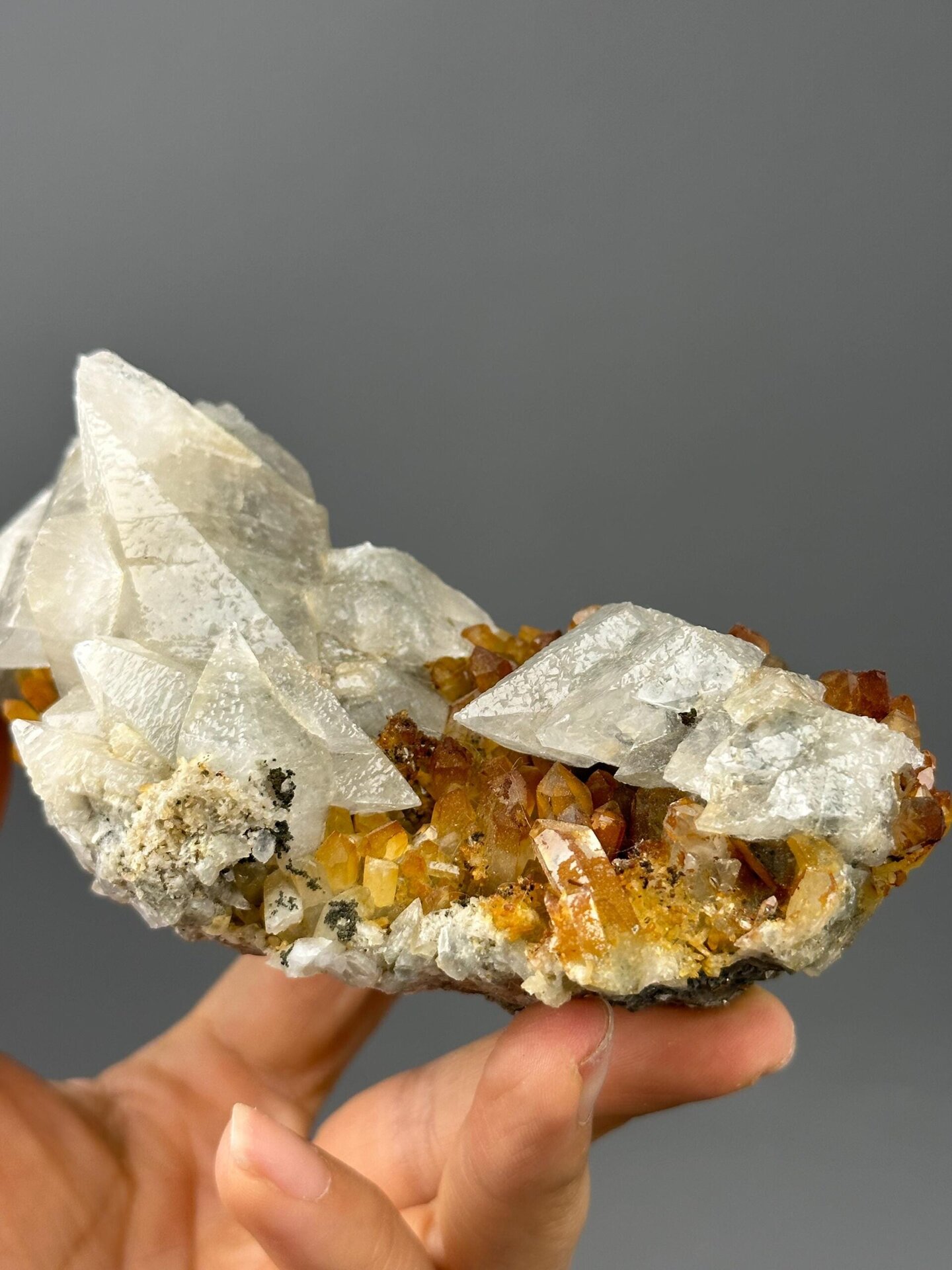 Acicular pink calcite crystal detail Daye Hubei