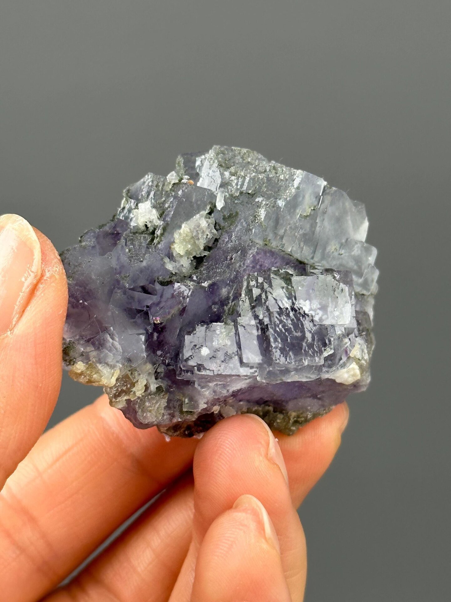 Full phantom fluorite specimen on white background