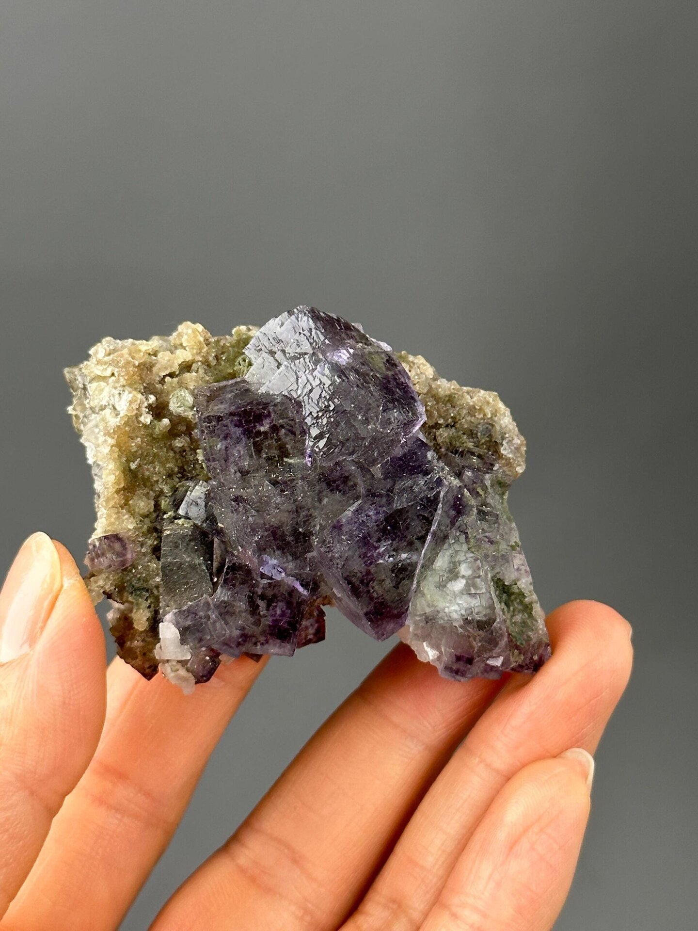 Yaogangxian fluorite dolomite specimen under studio lighting