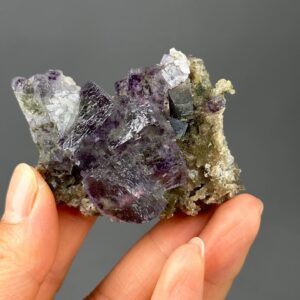 Fluorite Cluster with Dolomite - Deep Purple Rarity - YGX Hunan Origin - Collector's Specimen