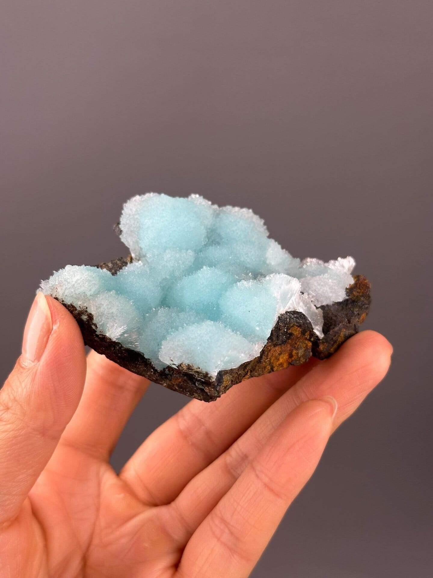 Vibrant sky-blue color of Yunnan aragonite