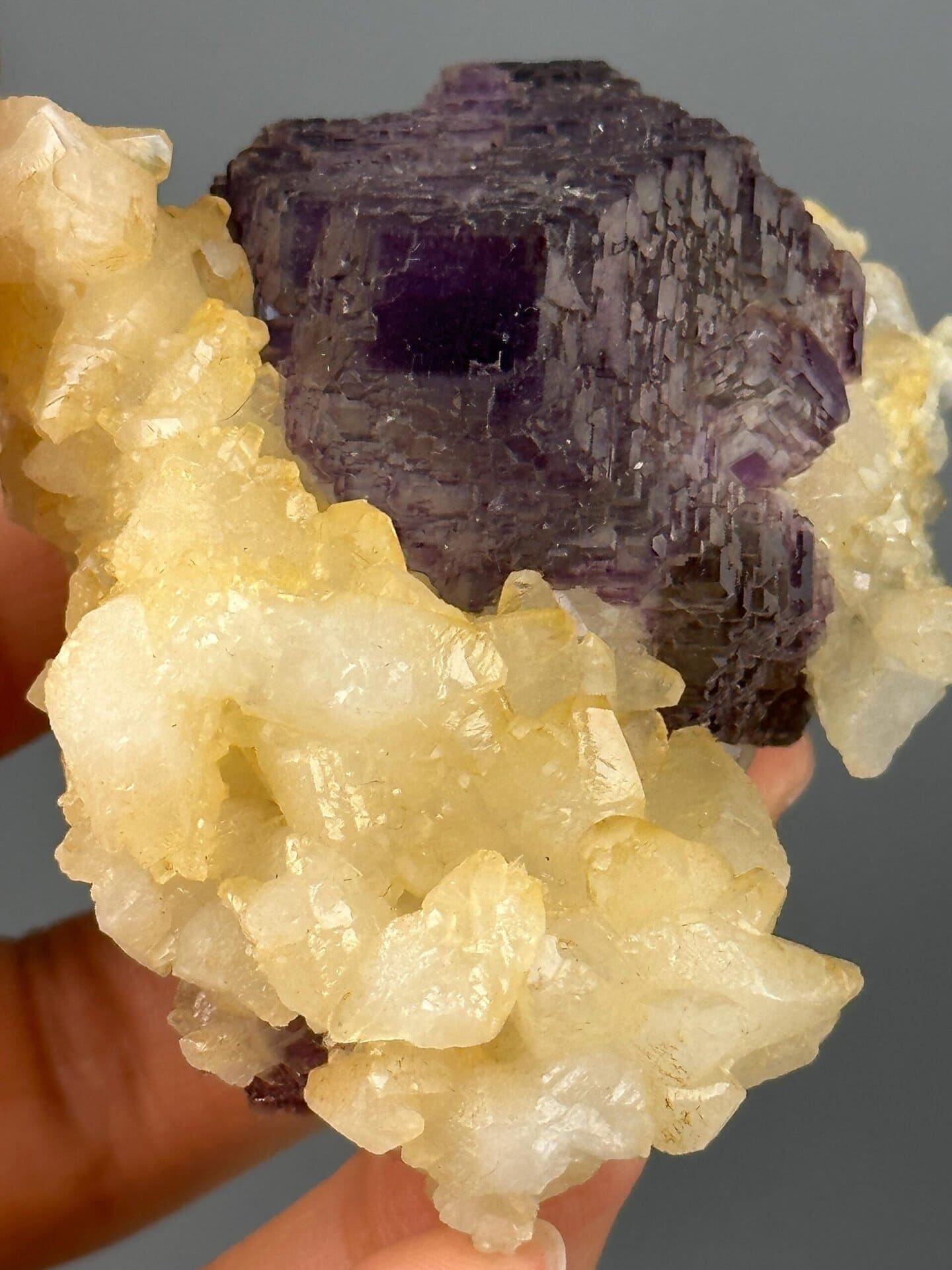 Scale reference of large etched purple fluorite from Hunan