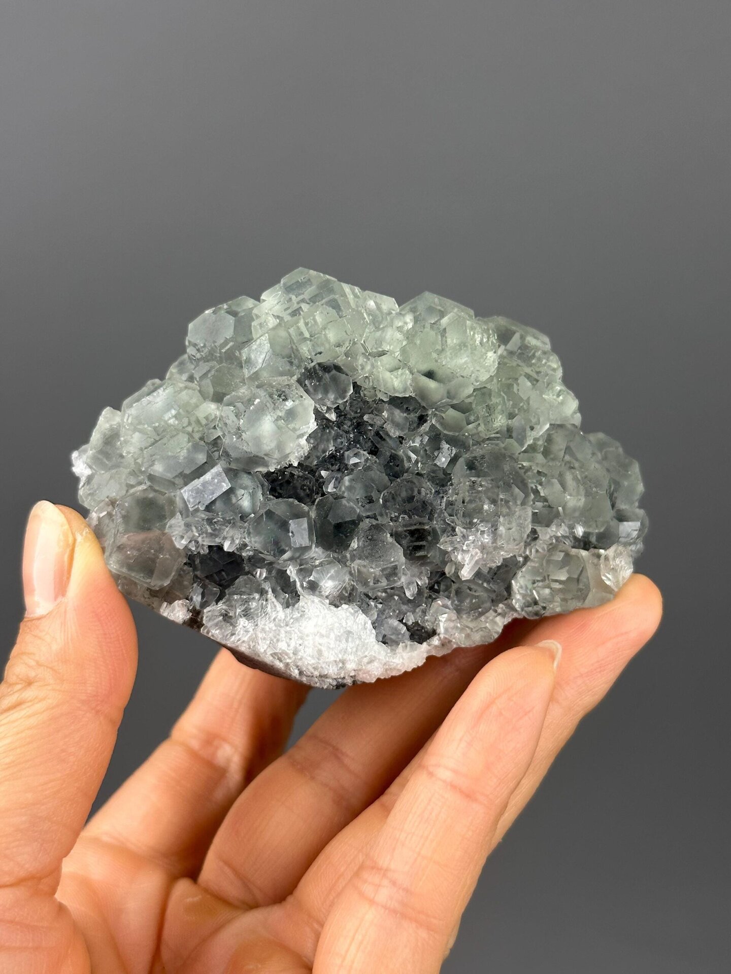 Front view of botryoidal green fluorite from Fujian