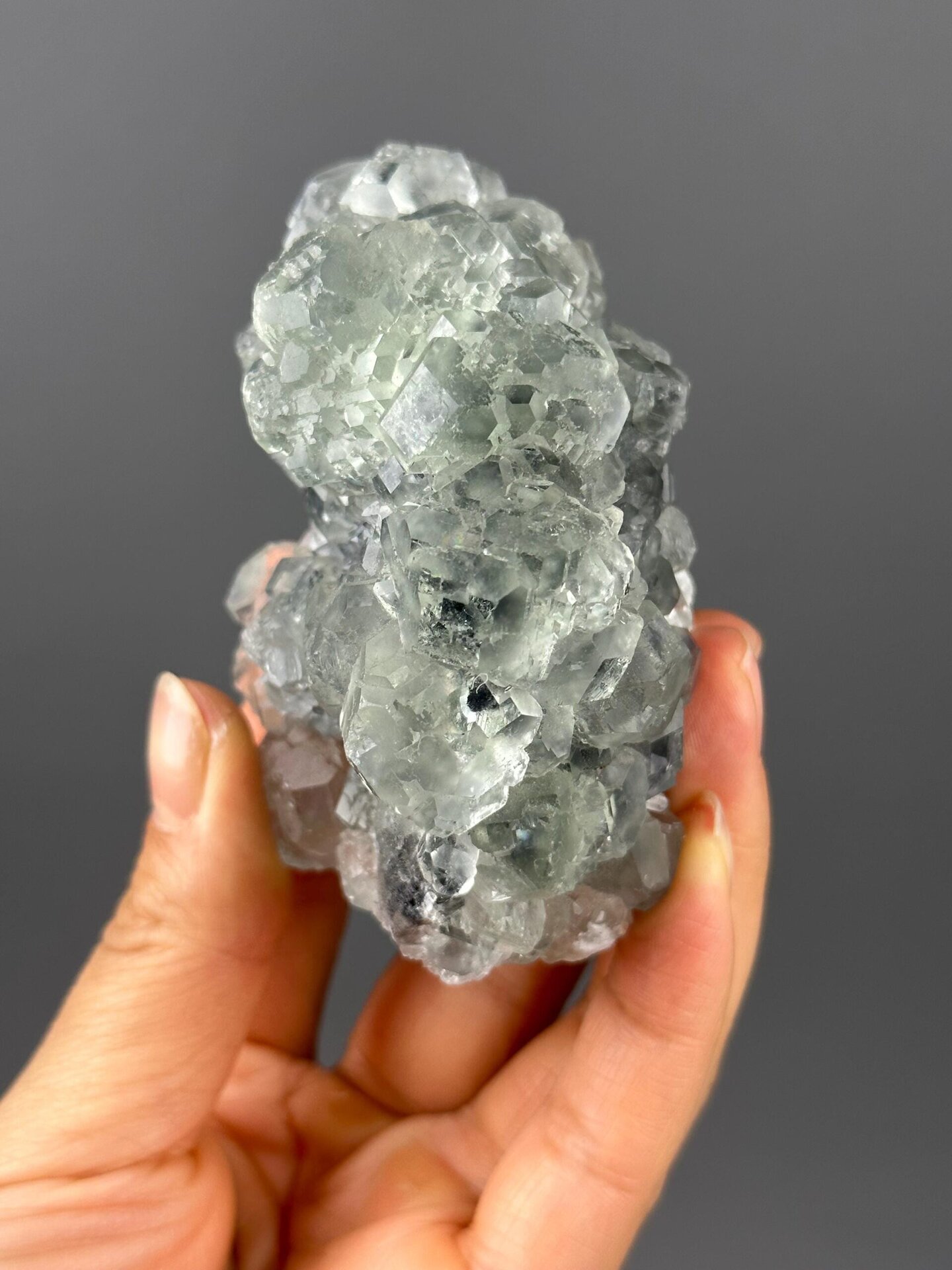 Vibrant green color of bubble fluorite specimens