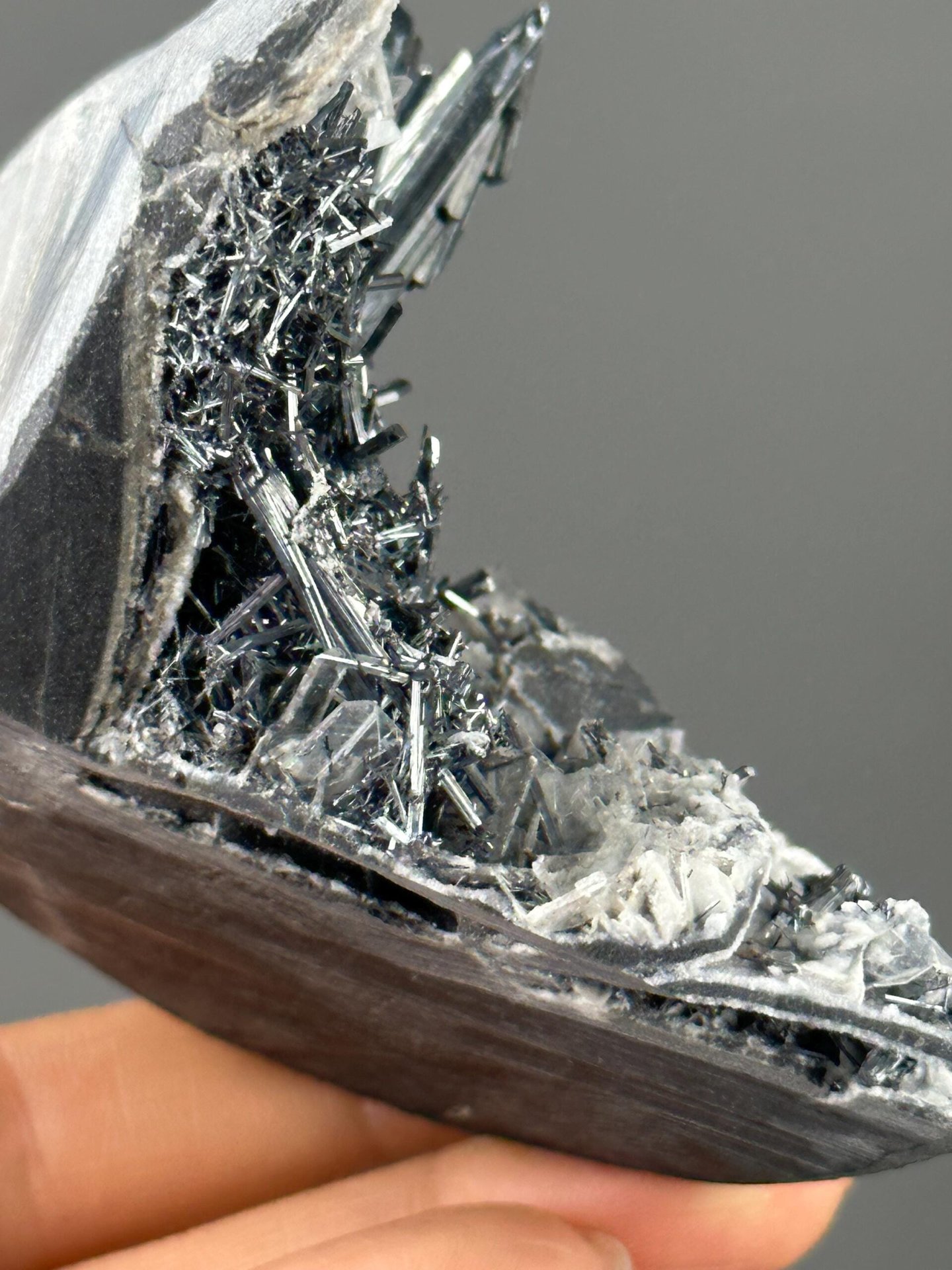 Stibnite and barite cluster Hunan China front view