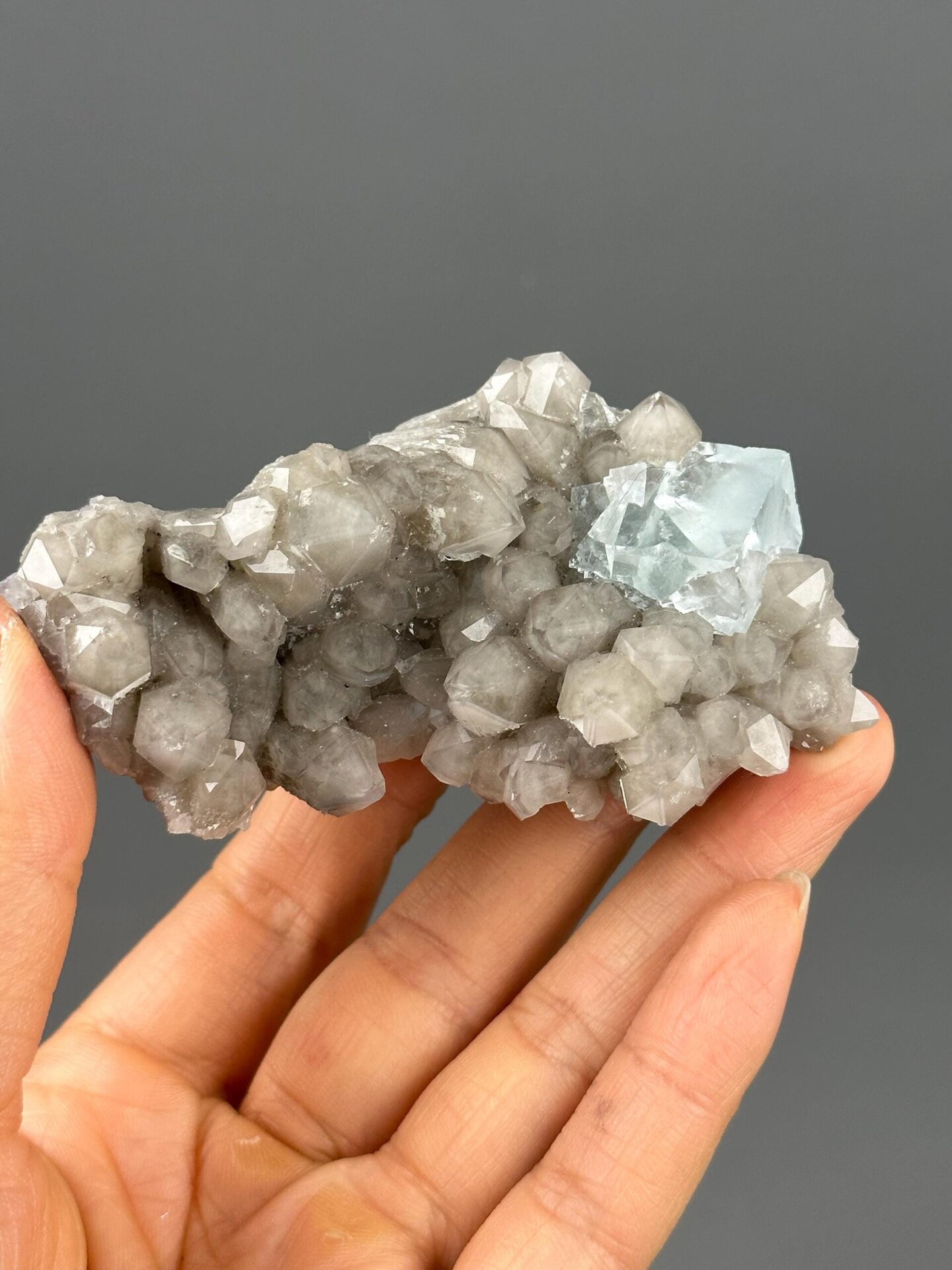 Blue fluorite transparency lit from behind
