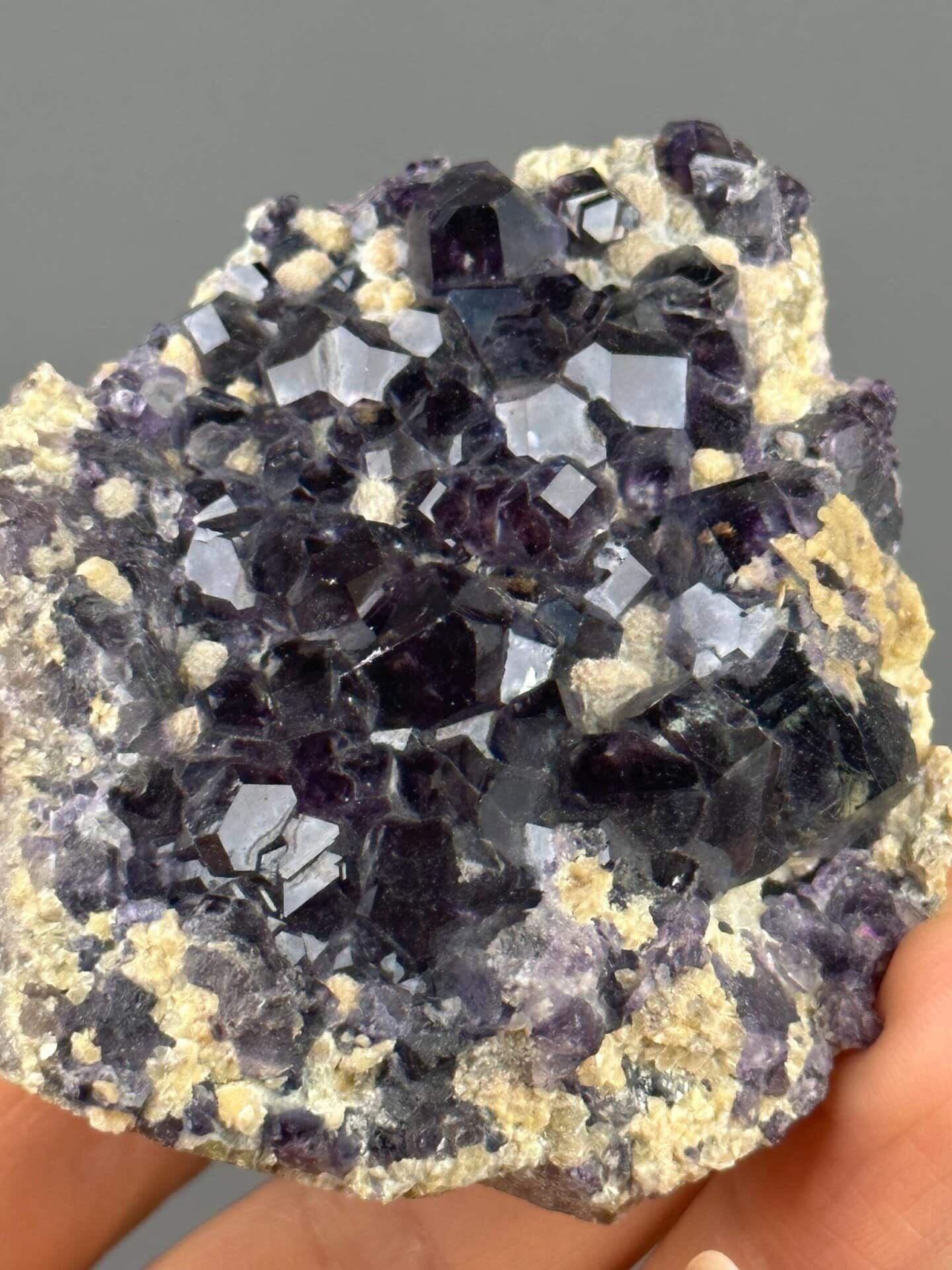 Deep purple fluorite overhead top-down view