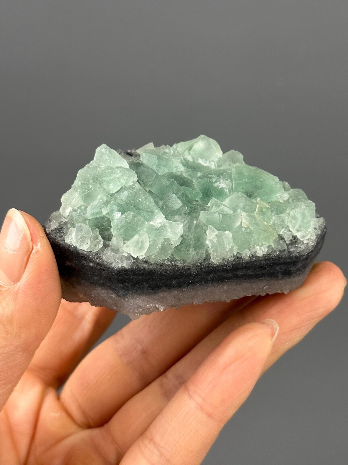 Clear quartz matrix base with fluorite