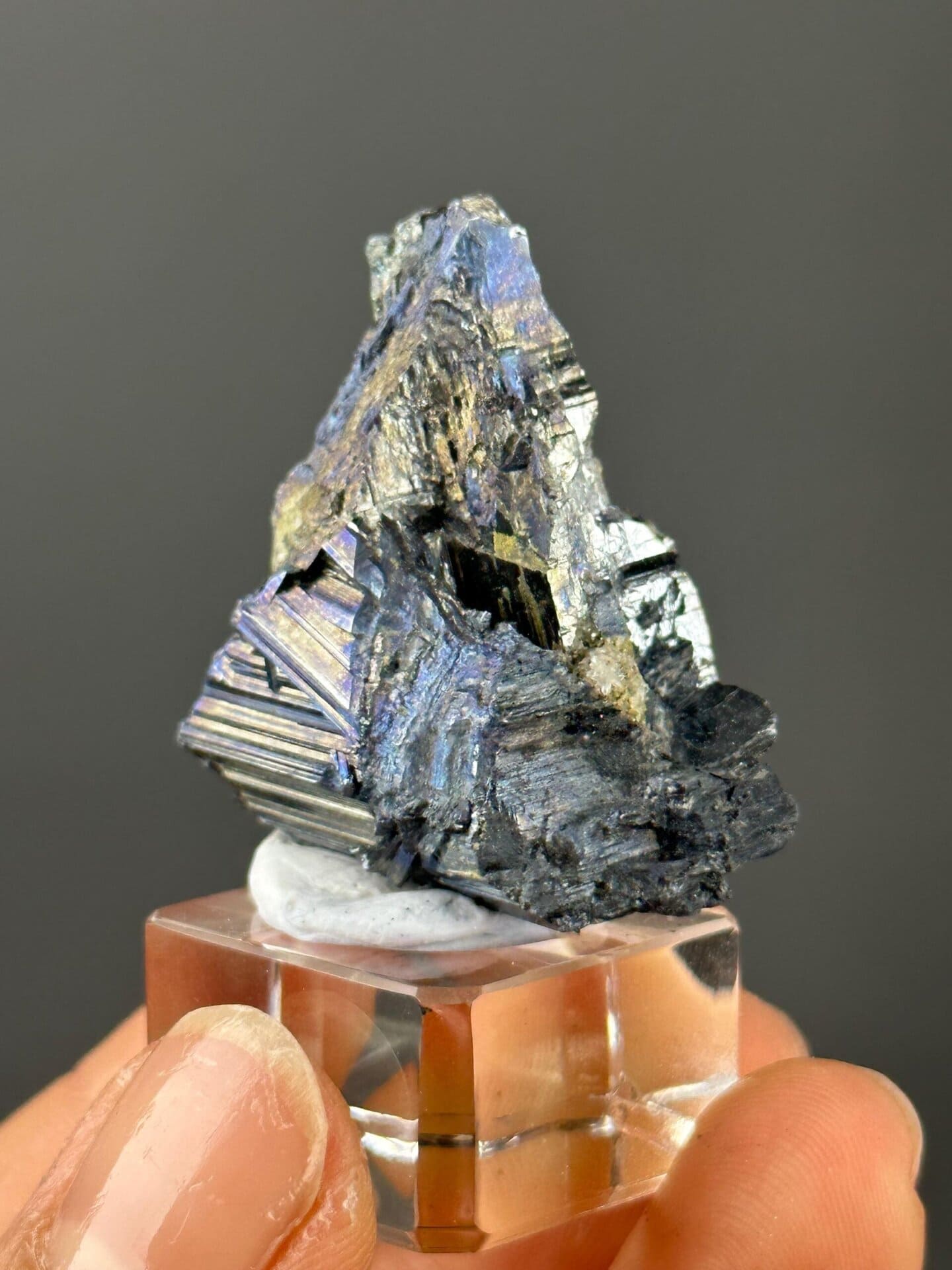 Stibnite blade crystals Hunan China front view