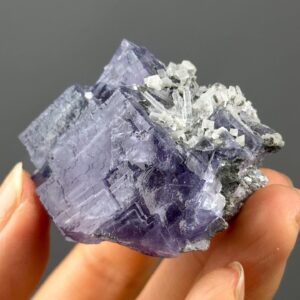 Deep Purple Twinned Fluorite - Etched with Calcite - Hunan Origin - Collectible Mineral Specimen