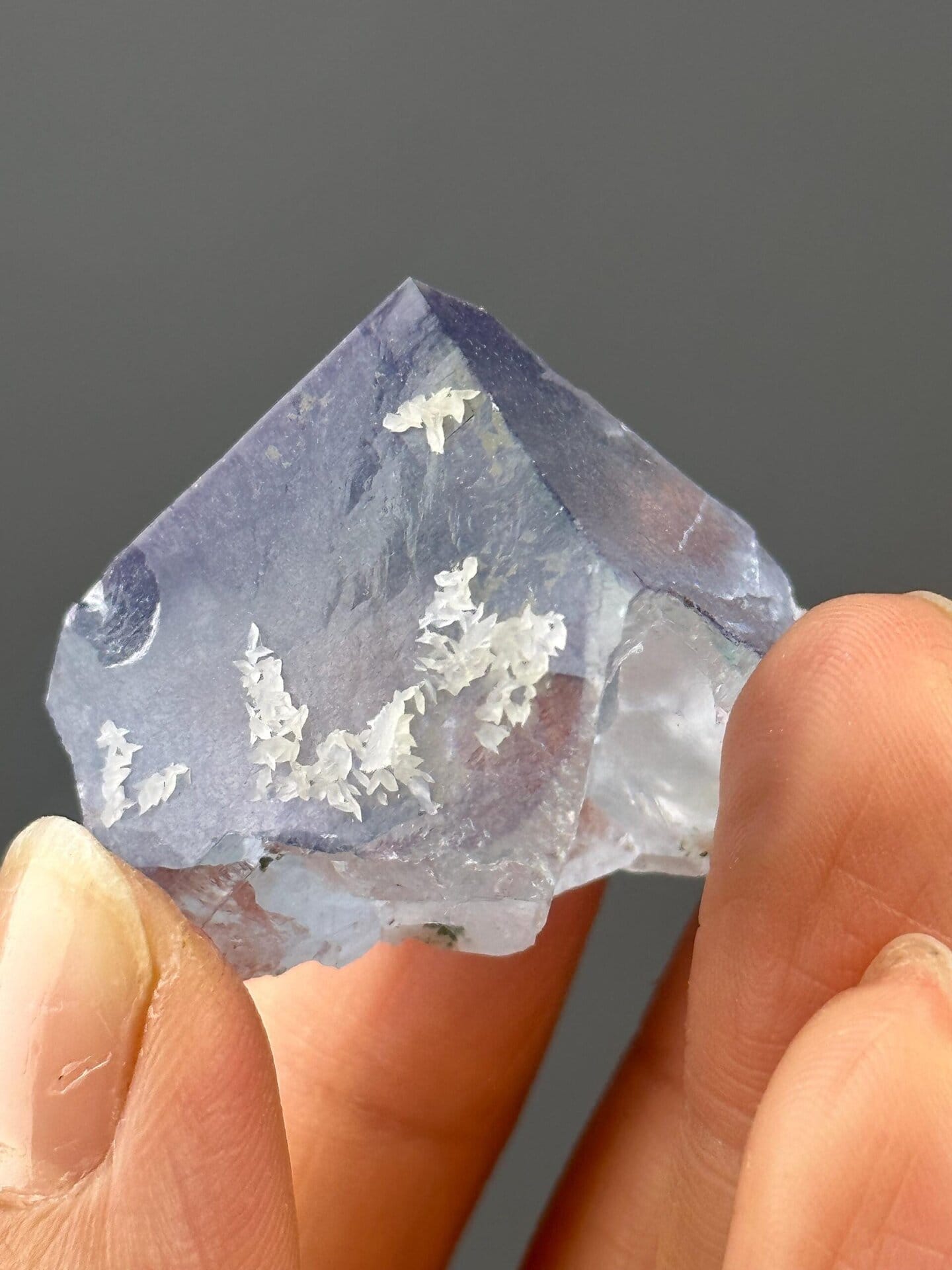 CaF₂ cubic fluorite, Mohs 4, blue-purple with calcite, Yaogangxian, 1.41 oz