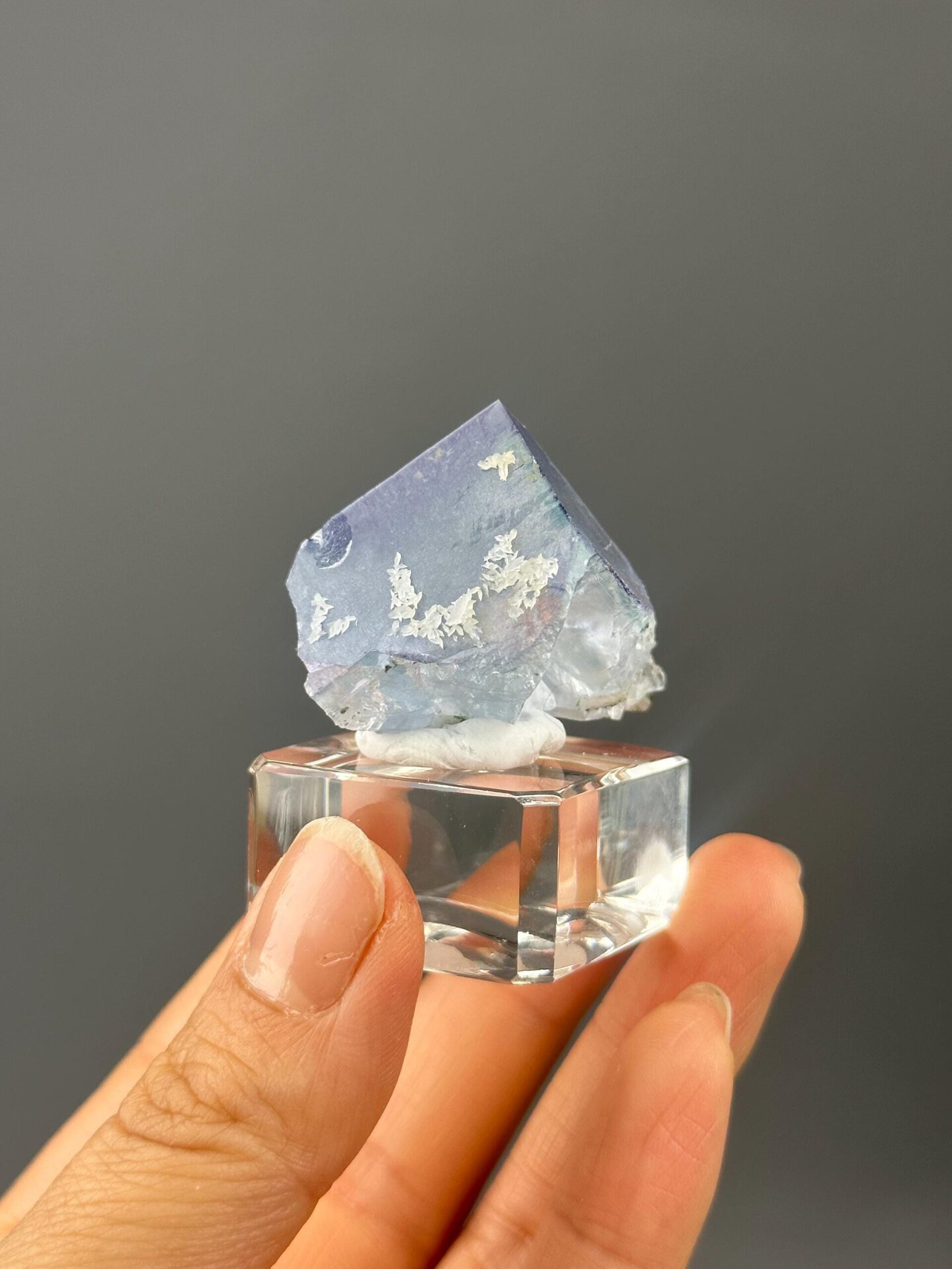 Blue-purple fluorite with petal calcite, Yaogangxian Mine, Hunan