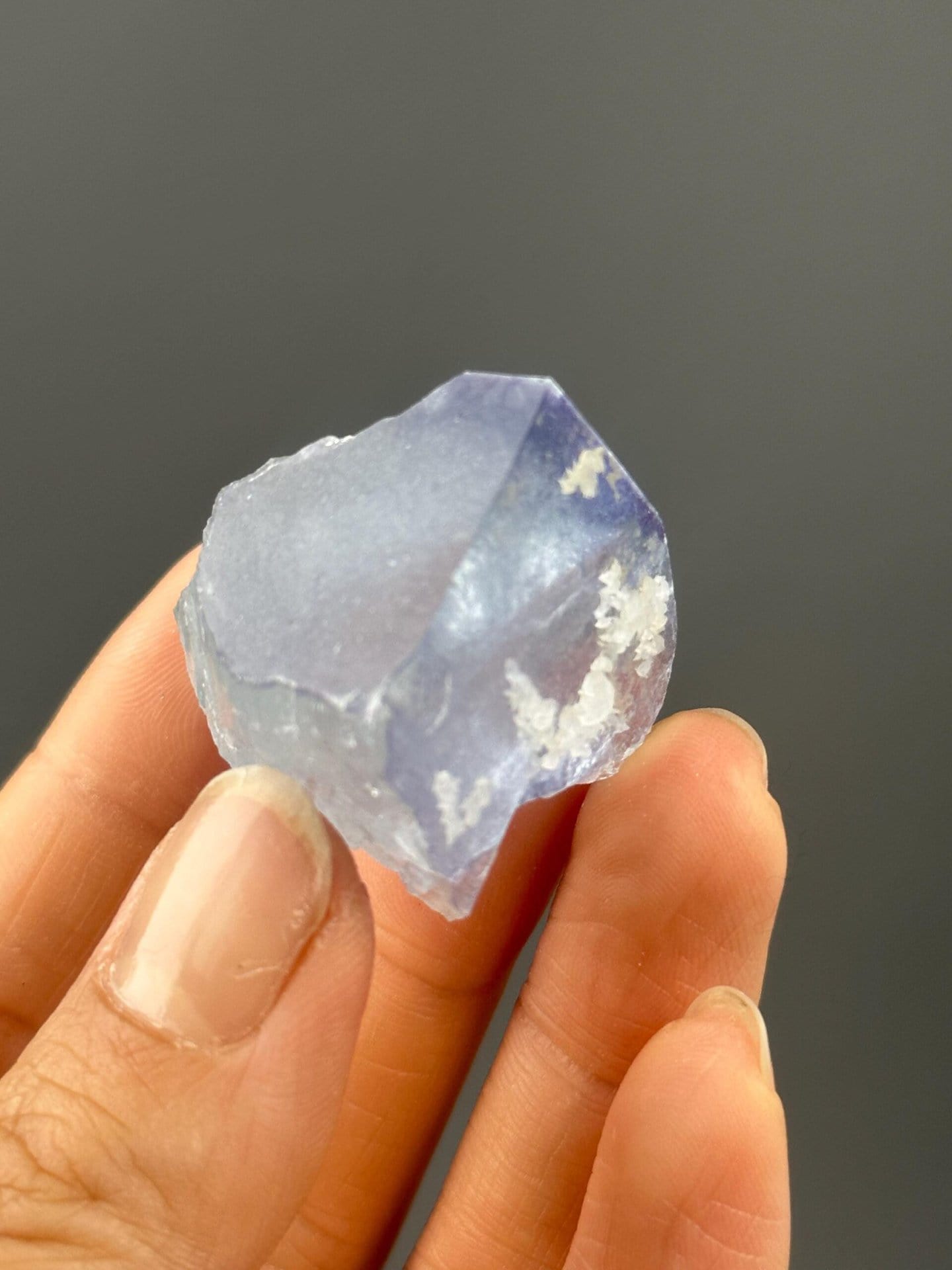 Angled view highlighting petal calcite on fluorite
