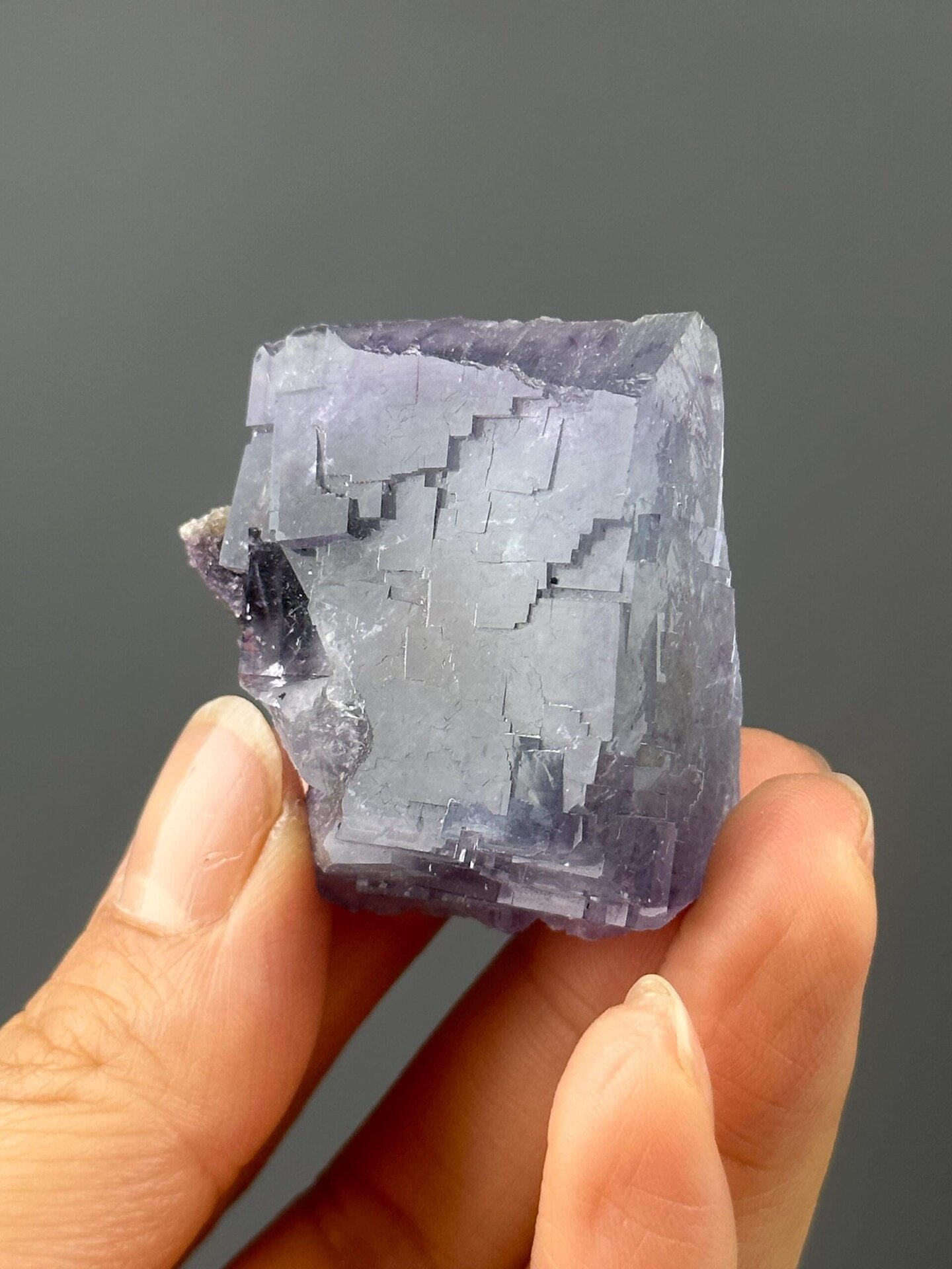 CaF₂ cubic fluorite, Mohs 4, blue-edged purple phantom, Yaogangxian, 2.29 oz